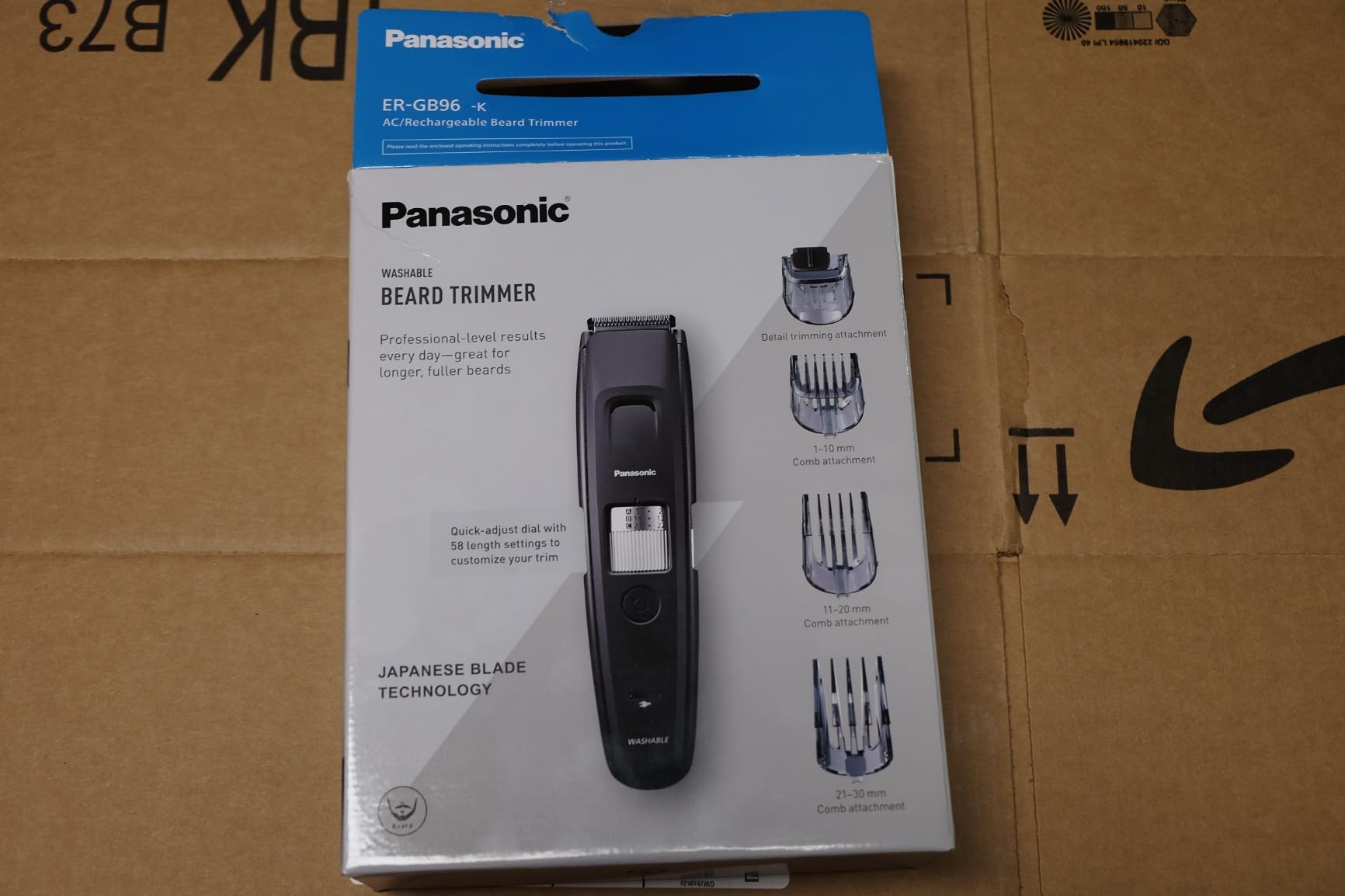 Panasonic Long Beard Trimmer for Men, 58 Length Settings and 4 Attachments to Cut and Detail, Corded or Cordless Beard Trimmer for Men – ER-GB96-K (Black) customer photo 1