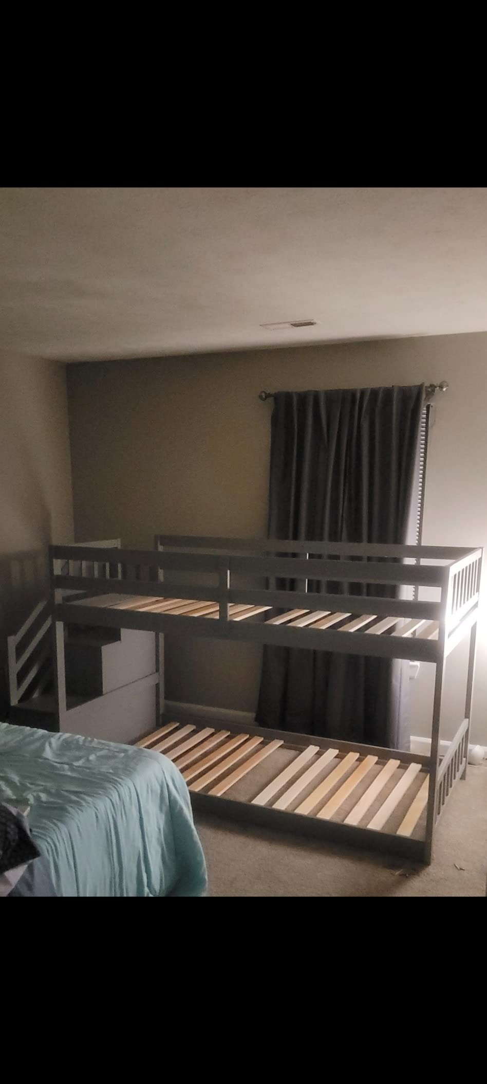 P PURLOVE Twin Over Twin Convertible Bunk Bed with Stairs,Wood Twin Size Bunk Beds with Storage for Kids Teens,Gray customer photo 2