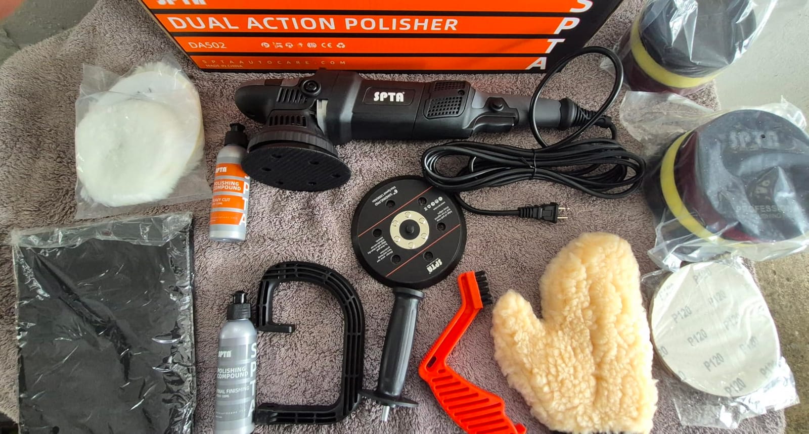 Buffer Polisher, SPTA 5-Inch 125mm Dual Action Random Orbital Car Polisher,Car Detailing Kit, 4Pcs 5inch & 4Pcs 6Inch Polishing Pad,Packing Bag for Car Polishing and Waxing--DAPSET-US customer photo 2
