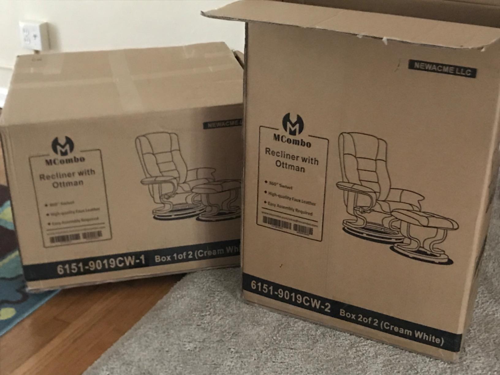 MCombo Manual Swivel Recliner with Ottoman, Faux Leather 9019 customer photo 2