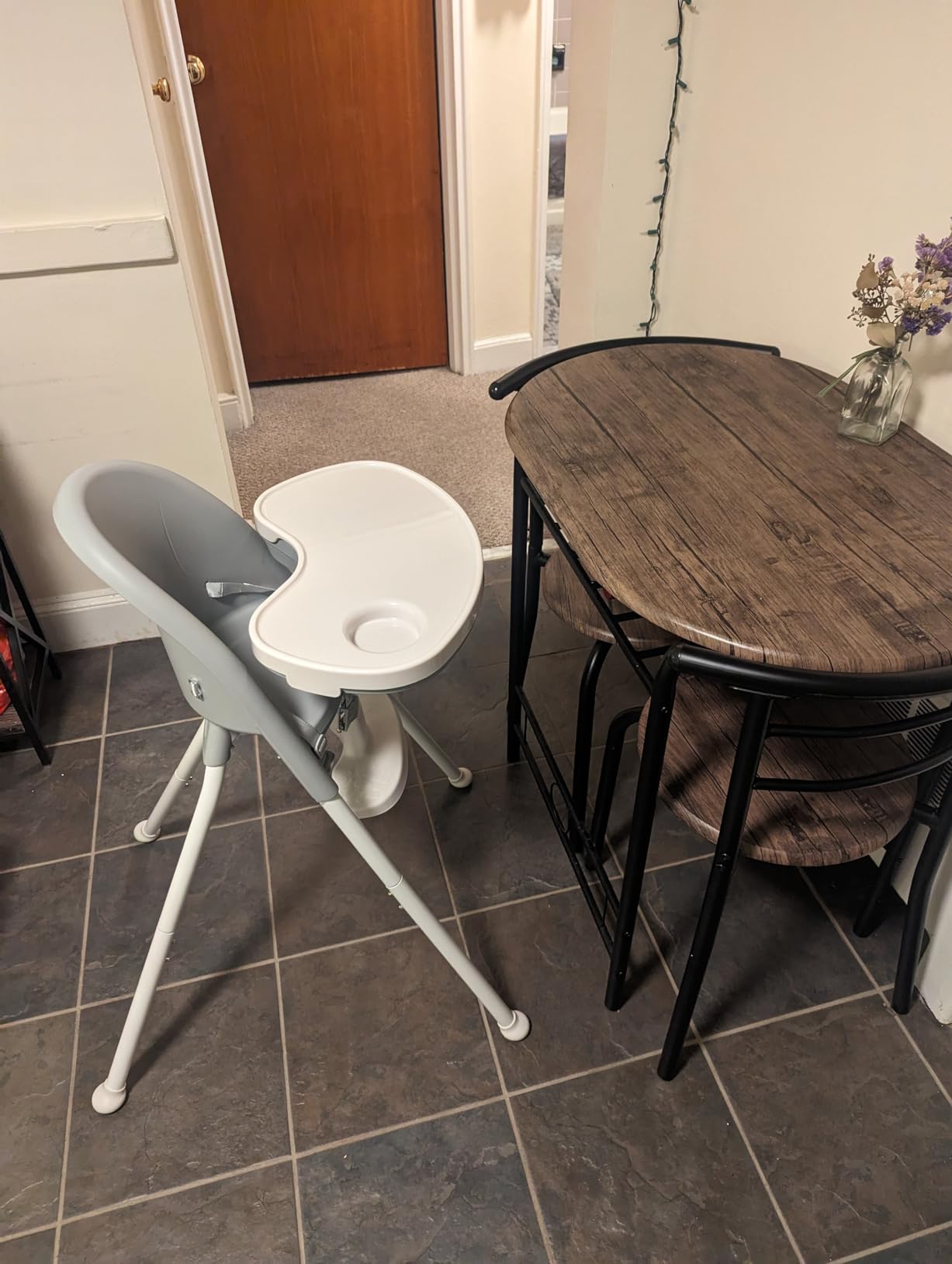 Mallify Foldable High Chair, Space-Saving Portable Baby High Chair with Removable Double Tray, Modern Convertible Baby Feeding Chair, Lightweight, Easy to Clean, Beige customer photo 1