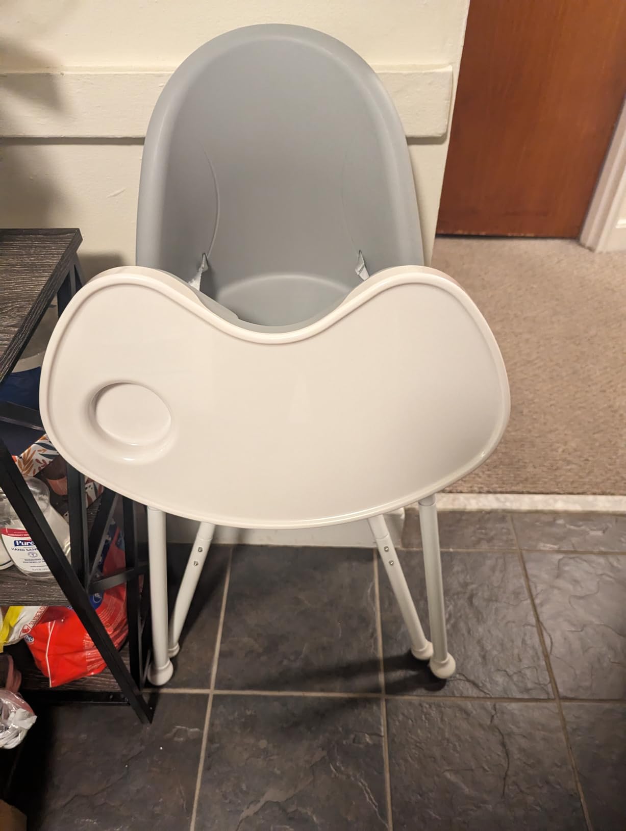 Mallify Foldable High Chair, Space-Saving Portable Baby High Chair with Removable Double Tray, Modern Convertible Baby Feeding Chair, Lightweight, Easy to Clean, Beige customer photo 2