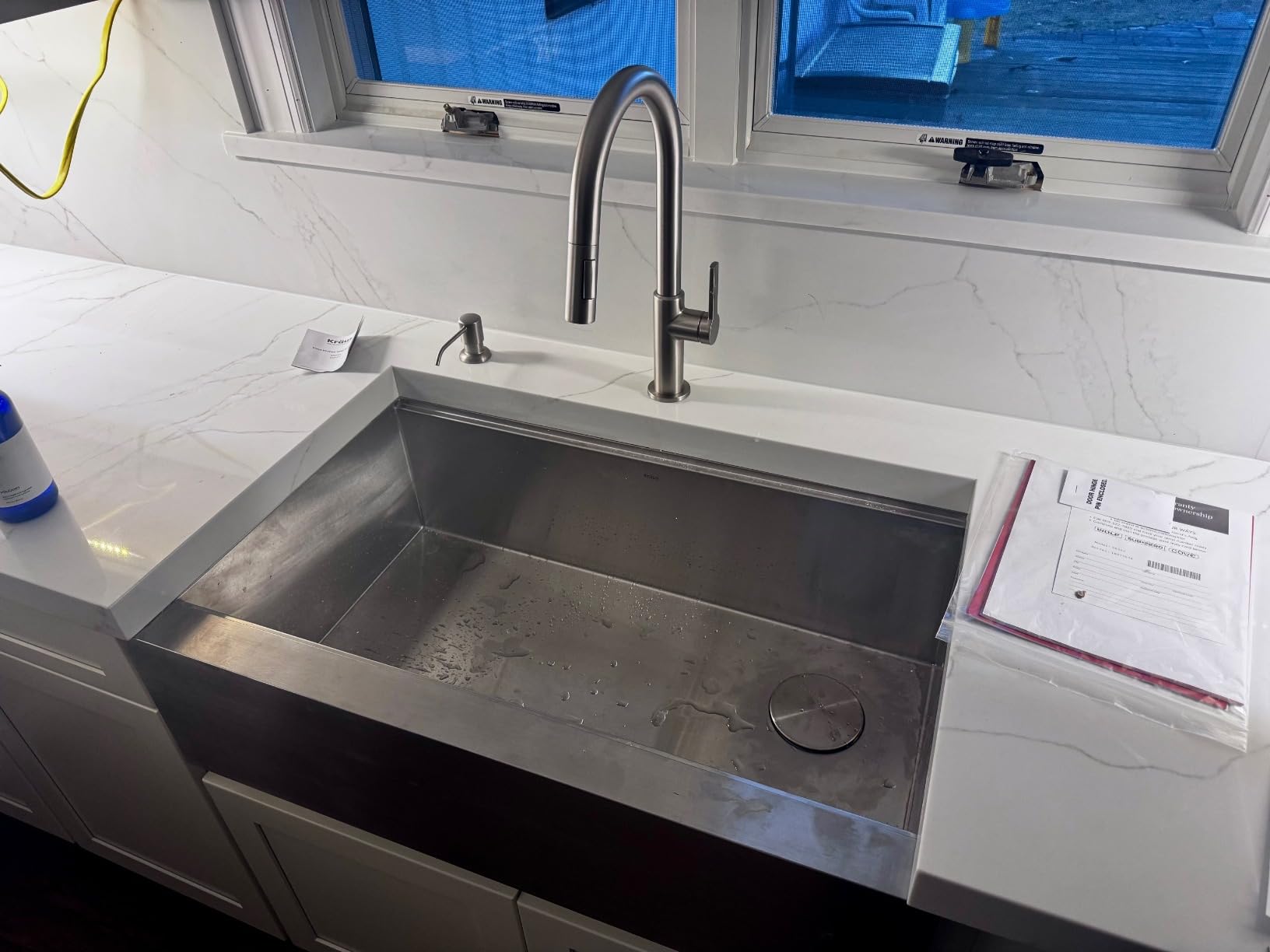 KRAUS Kore Workstation 33-inch Farmhouse Modern Flat Apron Front 16 Gauge Black Stainless Steel Single Bowl Kitchen Sink in PVD Gunmetal Finish with Accessories, KWF410-33/PGM customer photo 2