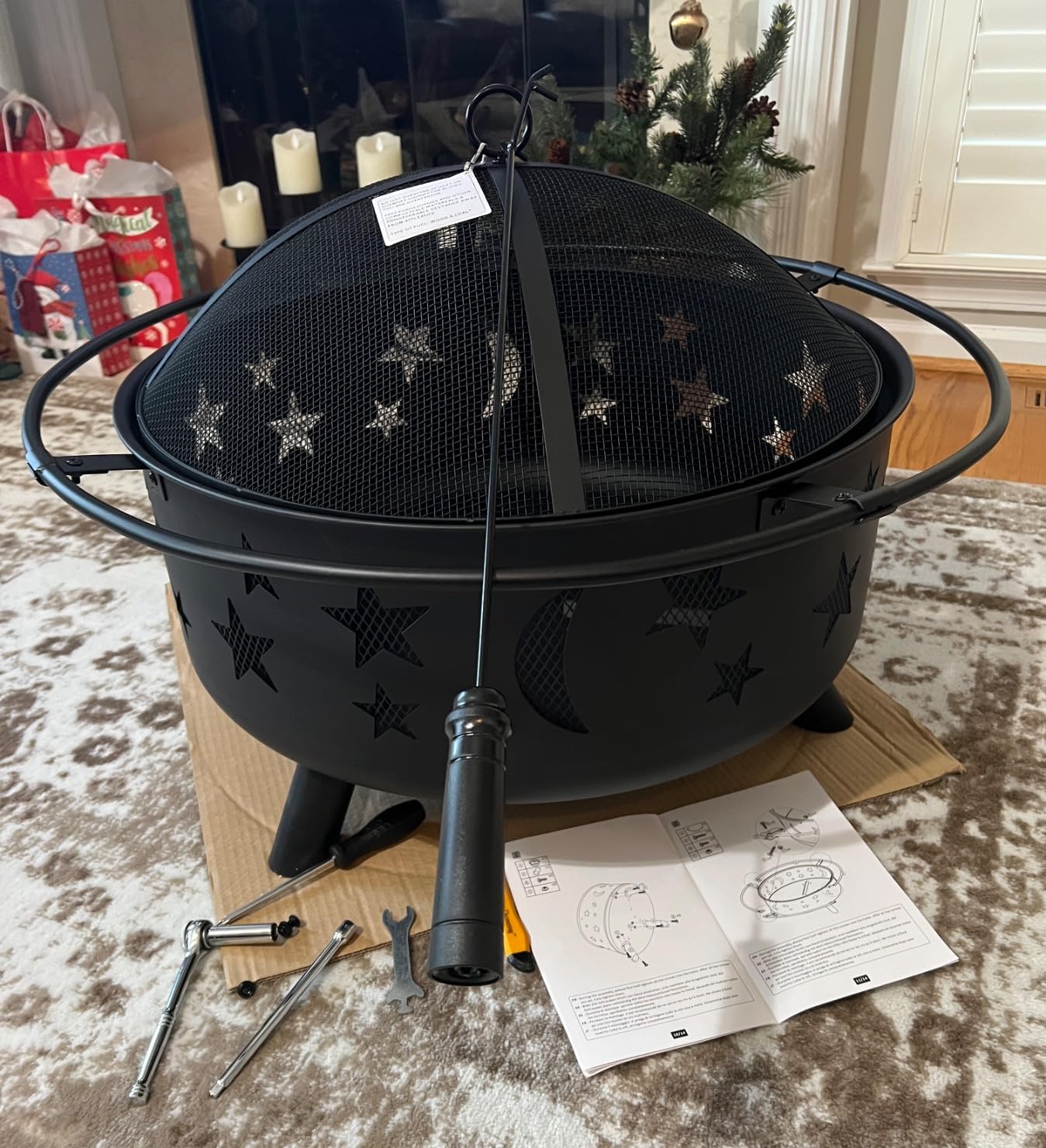 Yaheetech 30in Fire Pits for Outside Wood Burning Outdoor Fireplace | with Spark Screen, Poker for Bonfire Patio Backyard Garden Picnic customer photo 1