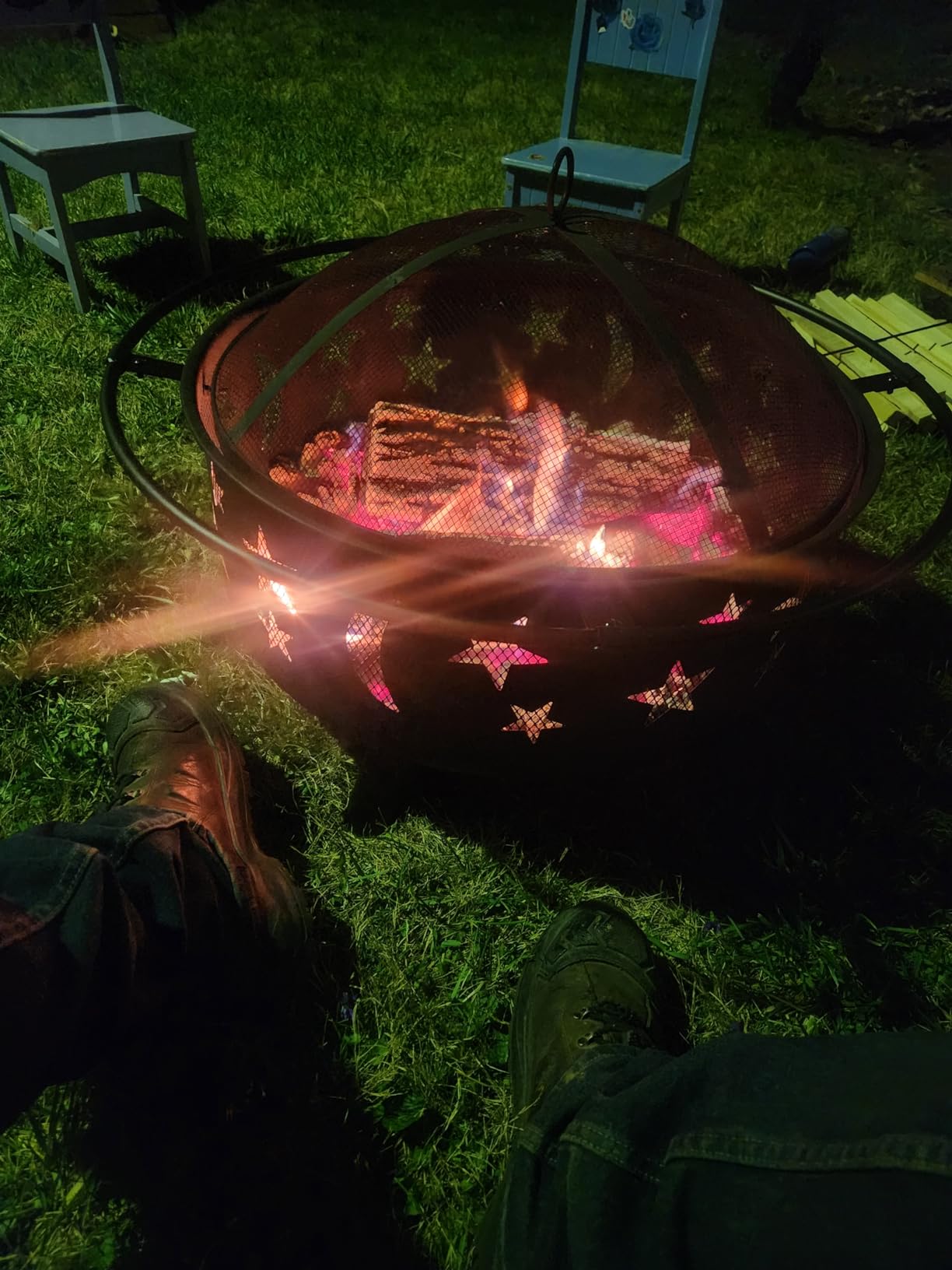 Yaheetech 30in Fire Pits for Outside Wood Burning Outdoor Fireplace | with Spark Screen, Poker for Bonfire Patio Backyard Garden Picnic customer photo 2