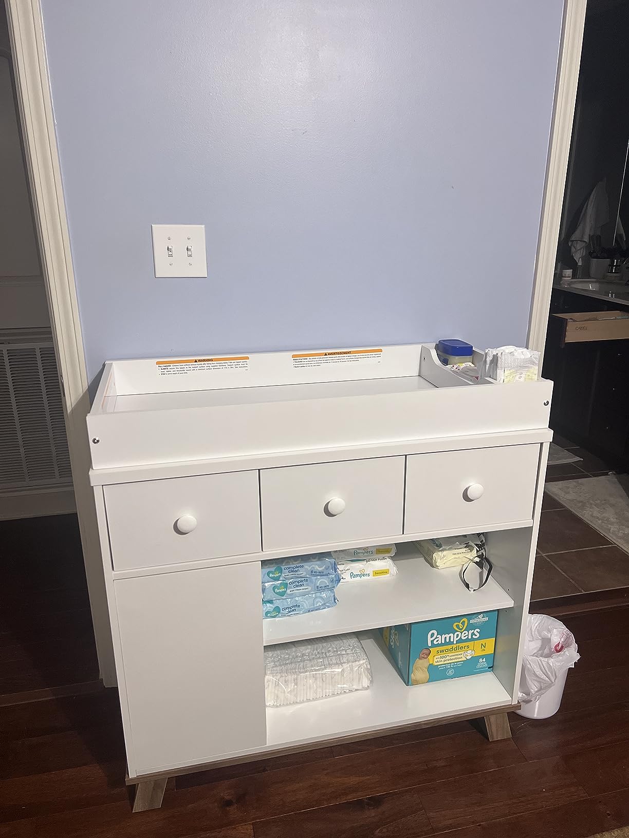Storkcraft Modern Nursery Changing Table Dresser, White/Vintage Driftwood customer photo 2