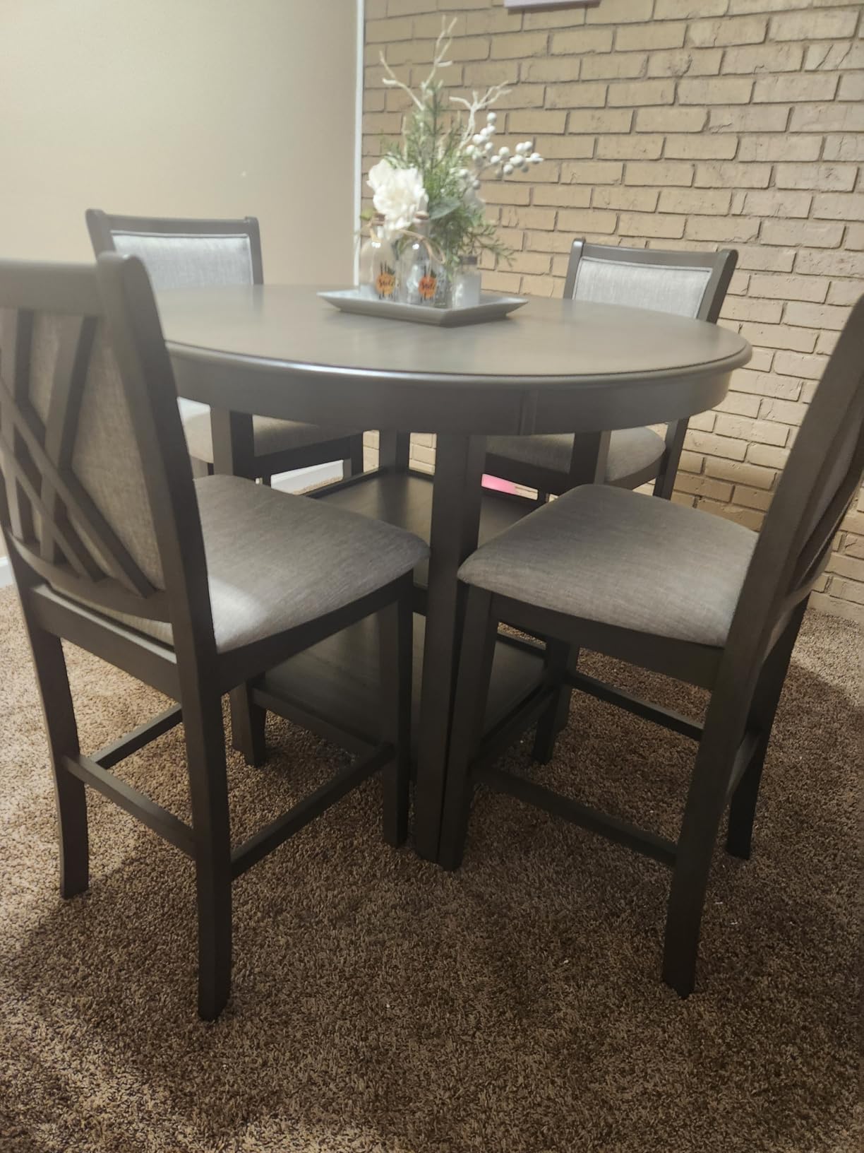 New Classic Furniture Amy 5-Piece Counter Dining Table Set, Gray customer photo 1