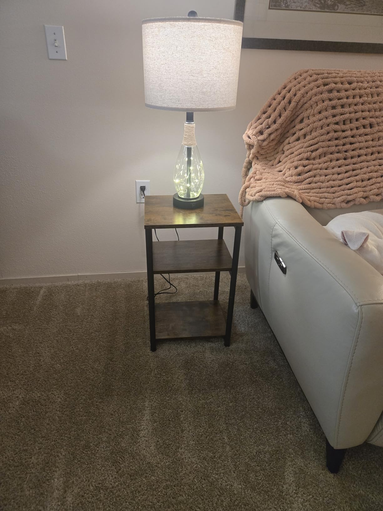 VASAGLE Side Table, Small End Table, Tall Nightstand, Steel Frame customer photo 1