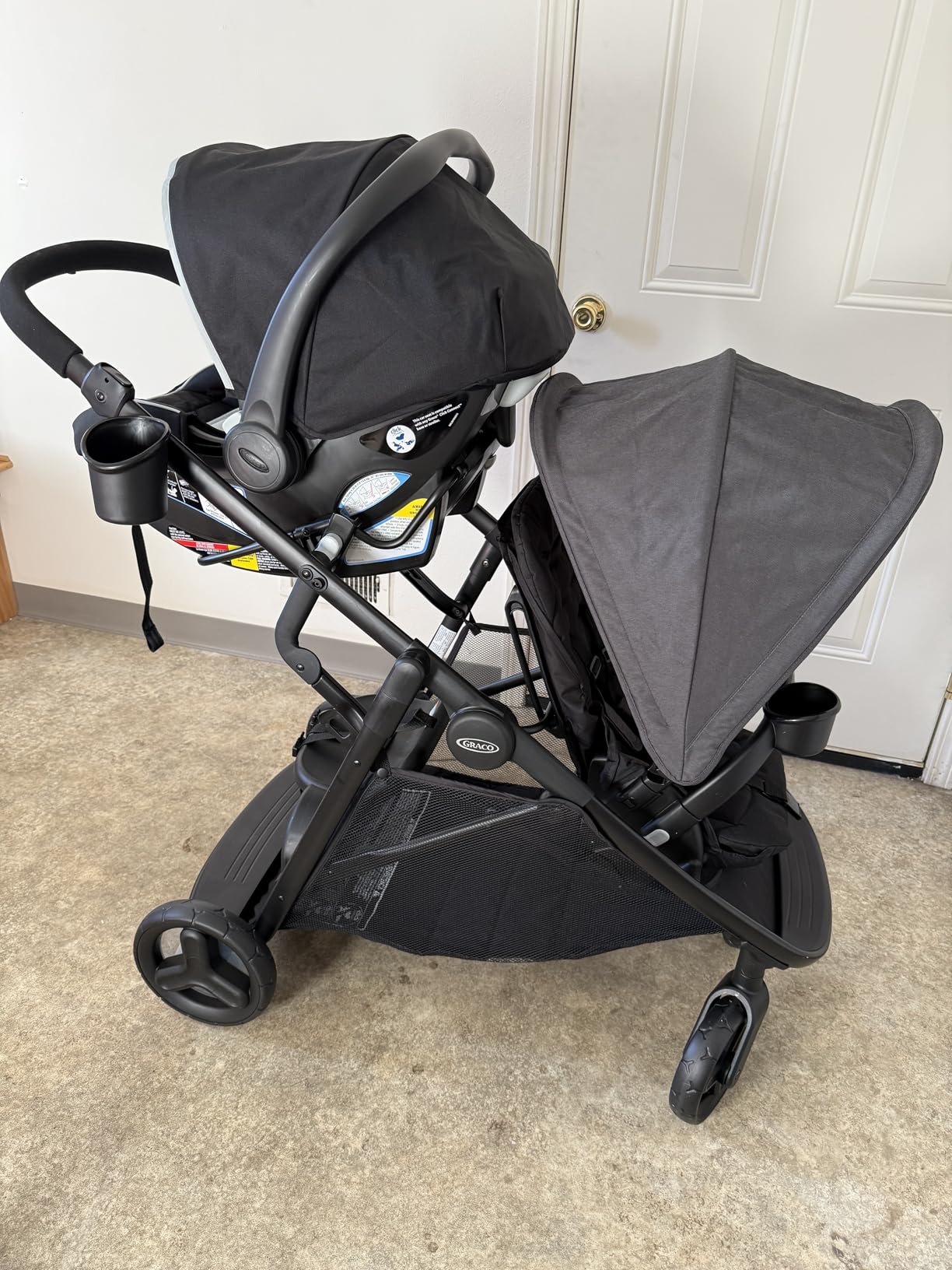 Graco Ready2Grow LX 2.0 Double Stroller, Twin Baby Stroller Features Bench Seat and Standing Platform Options, Compact Fold Perfect for Baby Travel, Clark customer photo 2