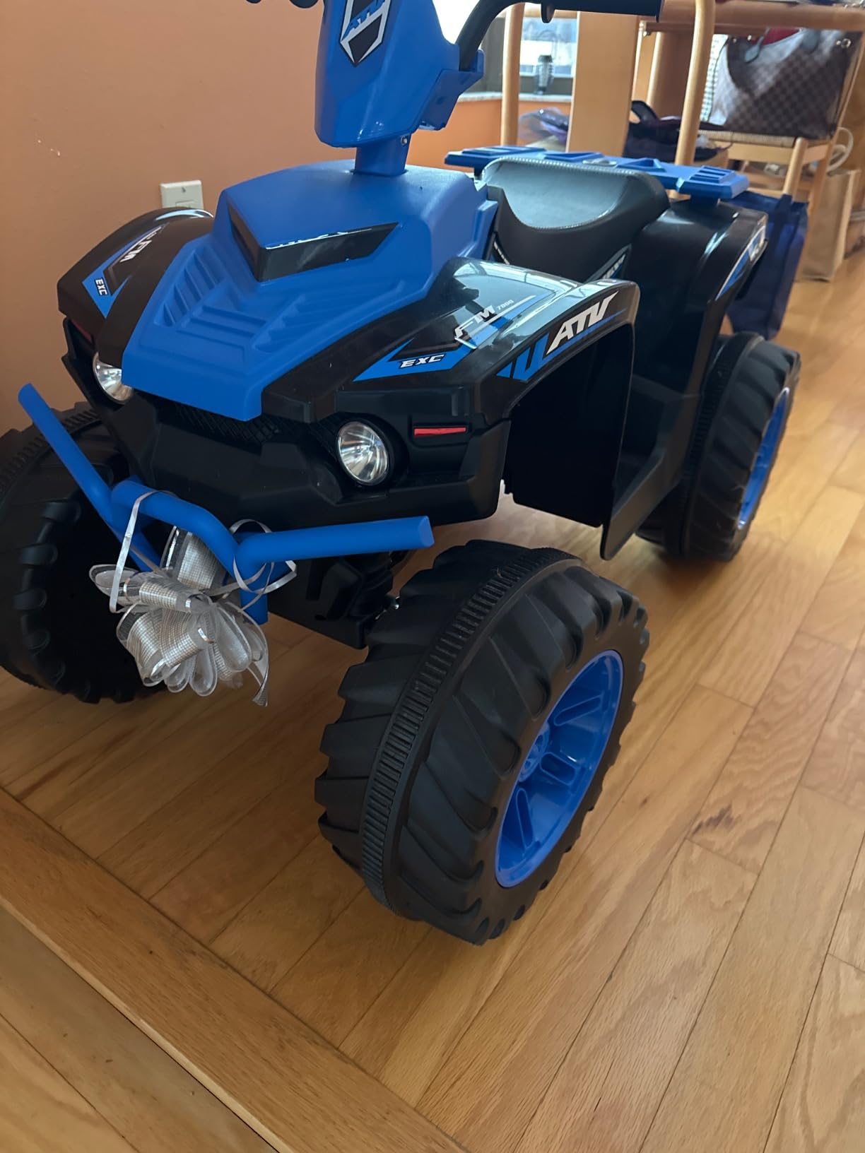 Costzon Kids ATV, 12V Battery Powered Electric Vehicle w/LED Lights, High & Low Speed, Horn, Music, USB, Treaded Tires, Ride on Car 4 Wheeler Quad for Boys & Girls Gift, Ride on ATV (Black) customer photo 2