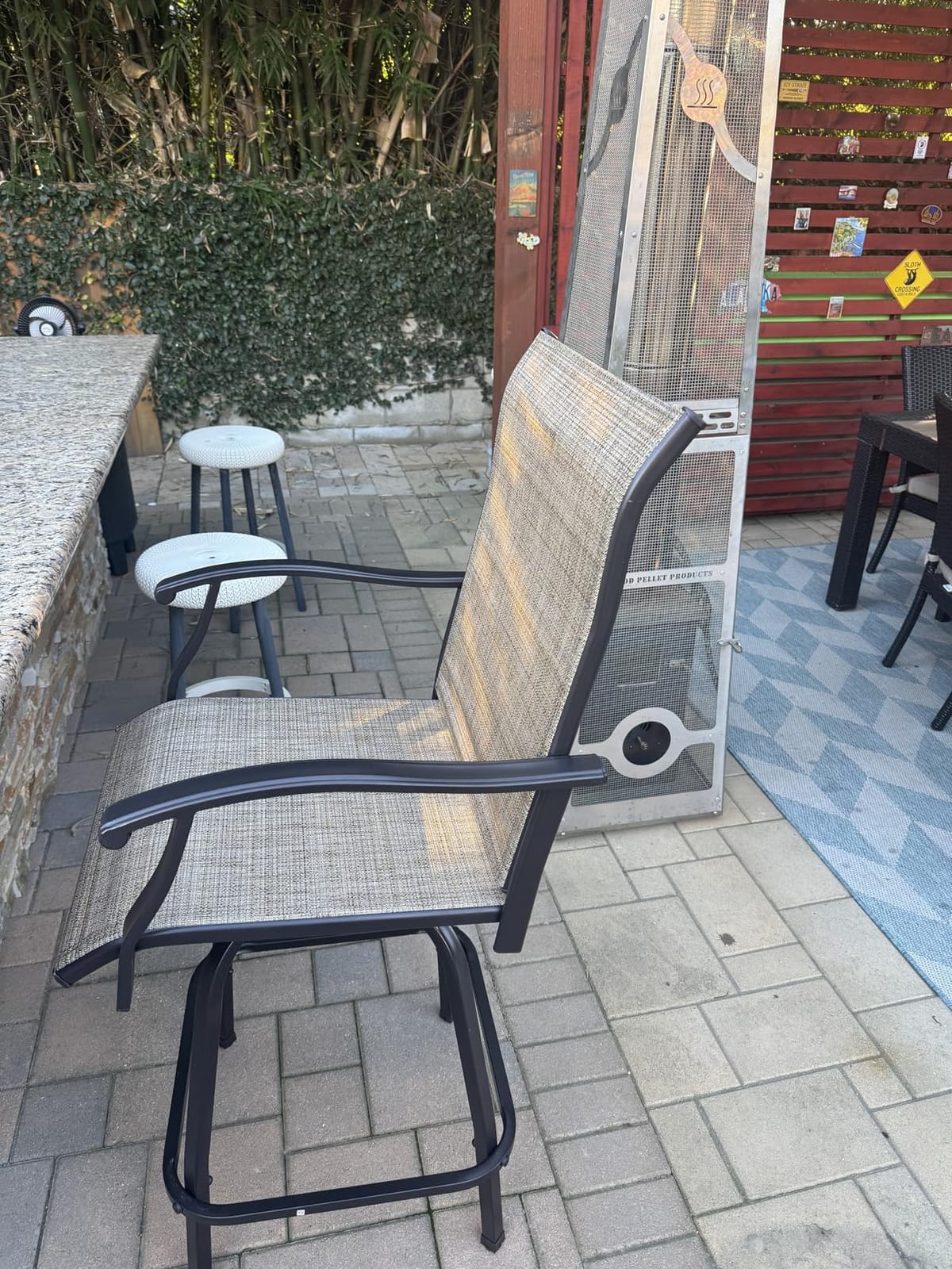 PHI VILLA Outdoor Bar Stools Set of 4, Swivel Patio Bar Chairs customer photo 1