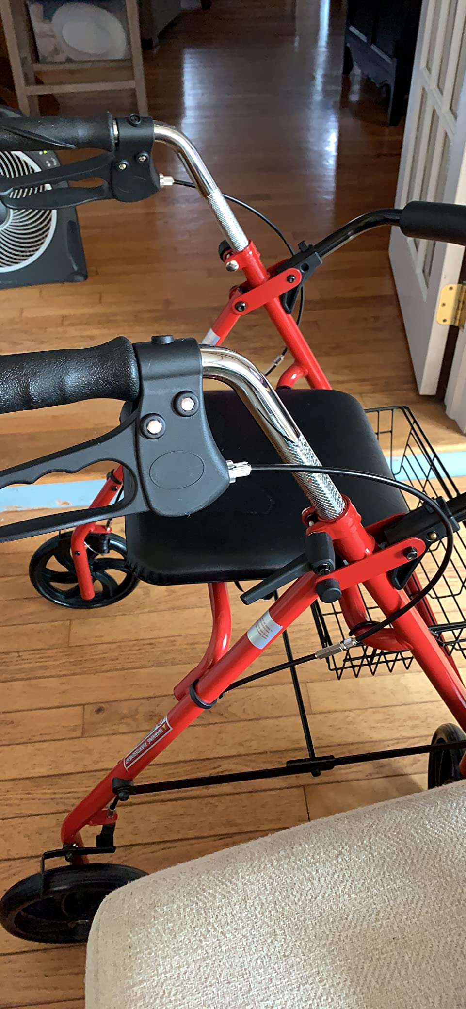 Medline Steel Rollator Walker with 8 Inch Wheels, Folding Rolling Walker, Adjustable Arms, Supports 300 lbs, Red customer photo 1