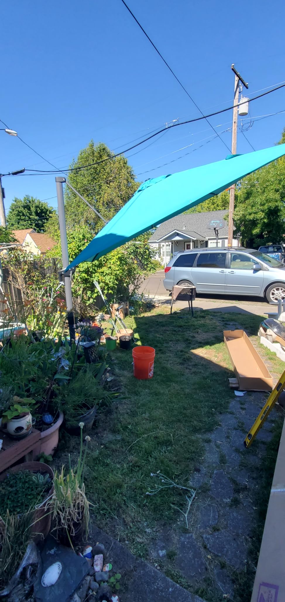 PURPLE LEAF Cantilever Umbrella 9' x 11.5' Rectangle 360° Rotation Grey | Fade Resistant, Built to Last, Easy Shade Control, Aluminum handle Smooth action, 360° Shade Freedom, 99% UV Protection customer photo 2