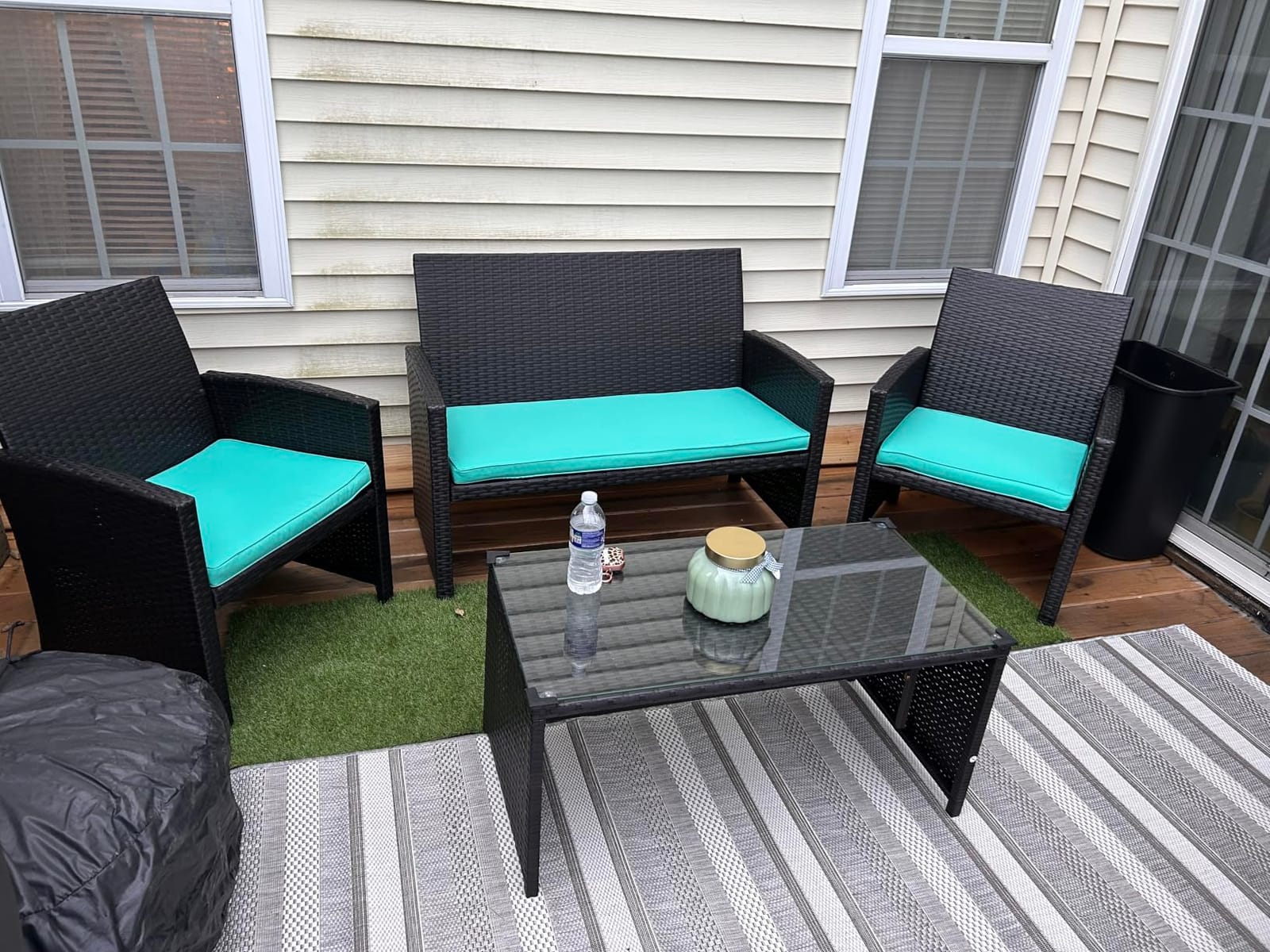 Best Choice Products 4-Piece Outdoor Wicker Patio Conversation Furniture Set for Backyard w/Coffee Table, Seat Cushions - Gray/Gray customer photo 1