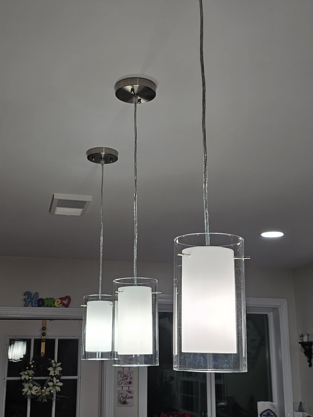 AKEZON Brushed Nickel Pendant Light Kitchen Island, Adjustable Height customer photo 2