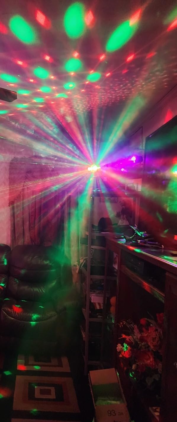 DJ Disco Stage Party Lights, LED Sound Activated Laser Light RGB Flash Strobe Projector with Remote Control for Christmas Halloween Decorations Karaoke Pub KTV Bar Dance Gift Birthday Wedding customer photo 2