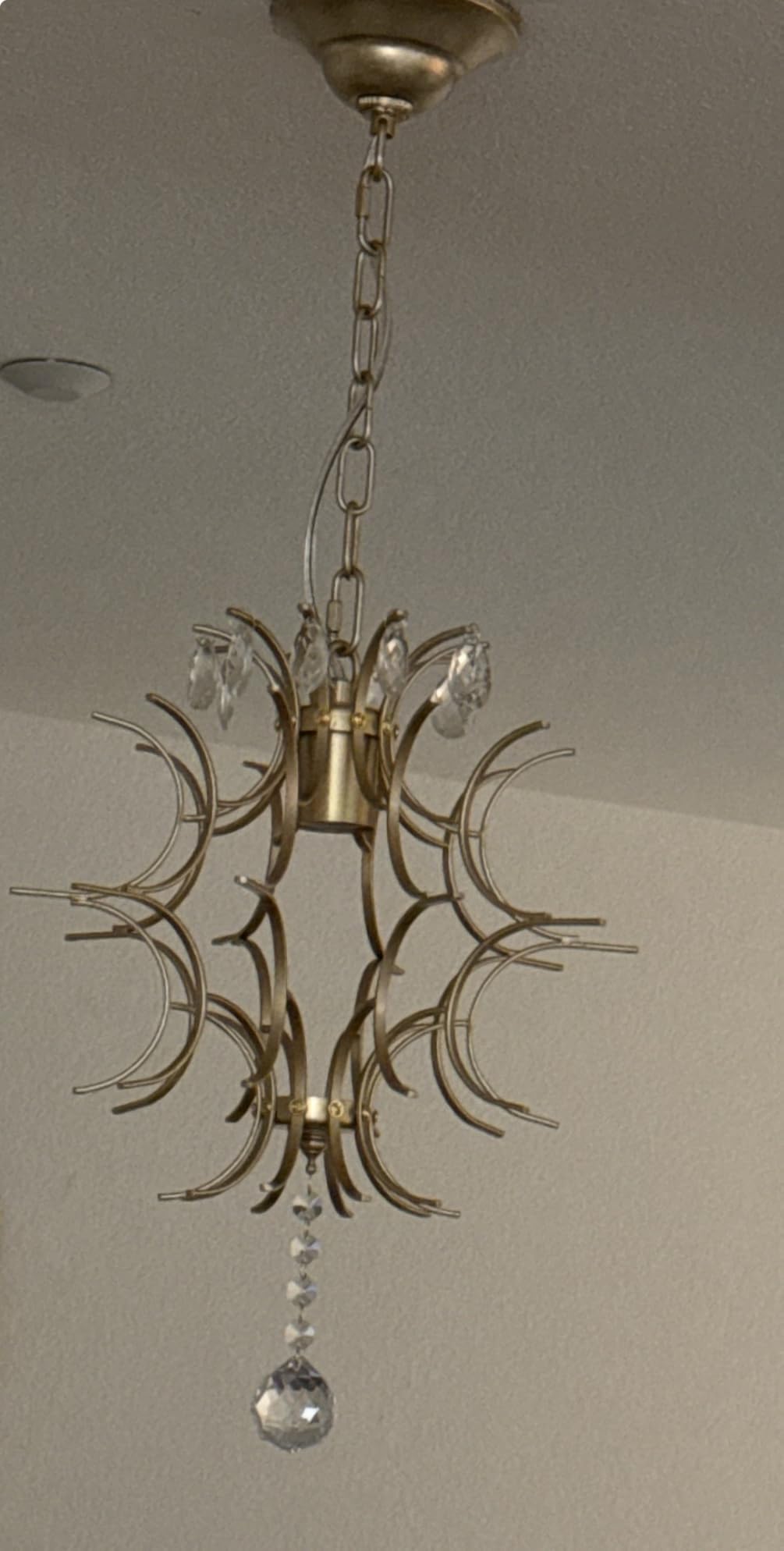 Bestier Modern Gold Pendant Chandelier Crystal Raindrop Lighting Ceiling Light Fixture Lamp for Dining Room Bathroom Bedroom Livingroom entryway 3 E12 Bulbs Required D16 in x H18 in customer photo 1