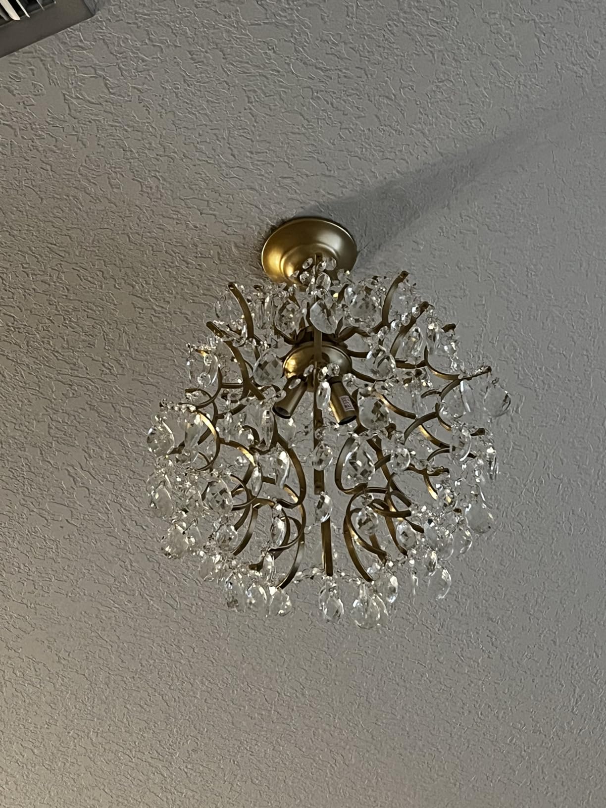 Bestier Modern Gold Pendant Chandelier Crystal Raindrop Lighting Ceiling Light Fixture Lamp for Dining Room Bathroom Bedroom Livingroom entryway 3 E12 Bulbs Required D16 in x H18 in customer photo 2