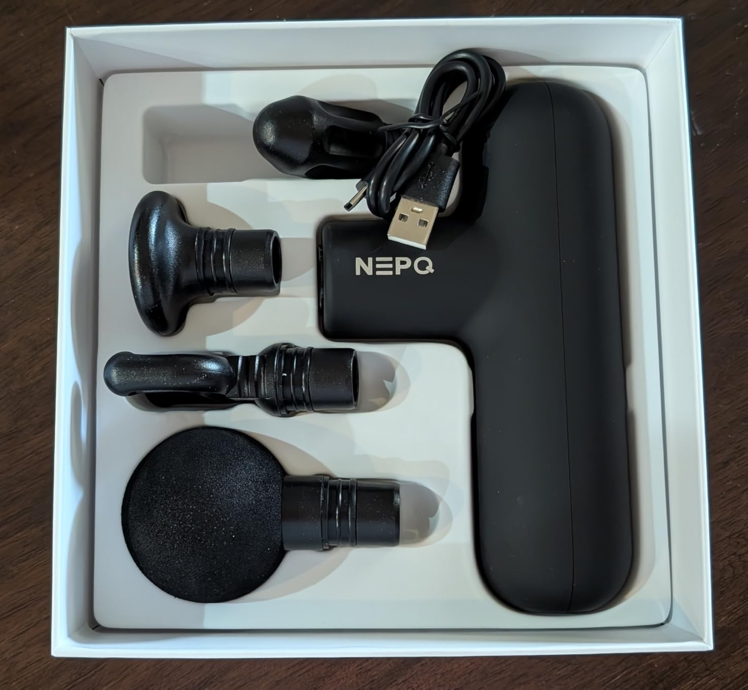 NEPQ Mini Massage Gun, Powerful Fascial Gun Portable Deep Tissue Percussion Muscle Back Head Massager for Pain Relief with 4 Massage Heads High-Intensity Vibration Rechargeable Small Massage Gun customer photo 1
