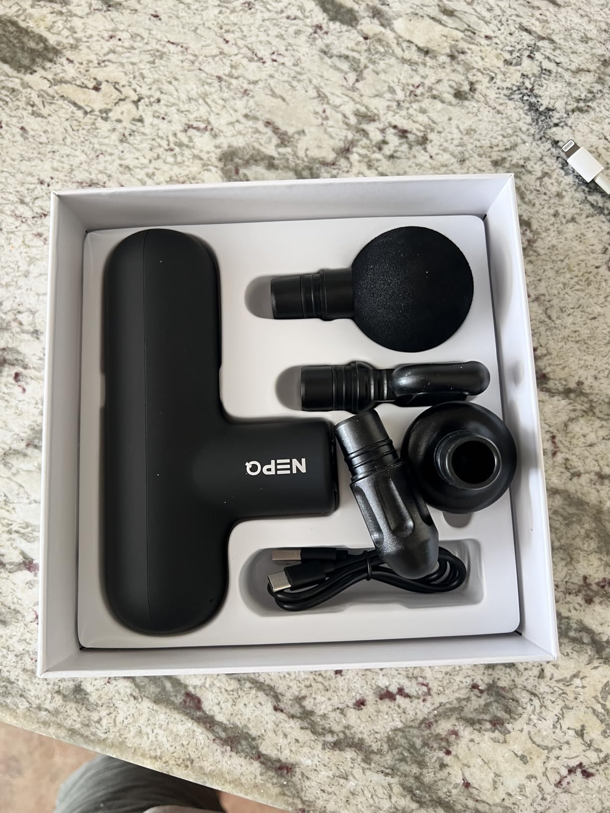 NEPQ Mini Massage Gun, Powerful Fascial Gun Portable Deep Tissue Percussion Muscle Back Head Massager for Pain Relief with 4 Massage Heads High-Intensity Vibration Rechargeable Small Massage Gun customer photo 2