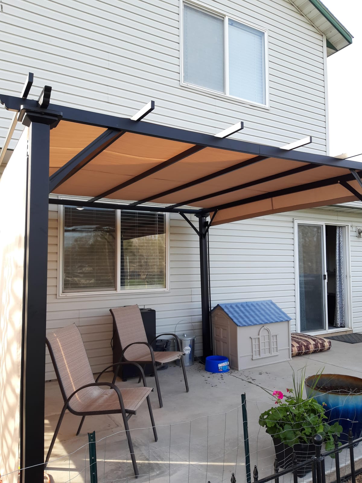 Outsunny 12' x 10' Outdoor Retractable Pergola Canopy with Sun Shade Beige customer photo 1