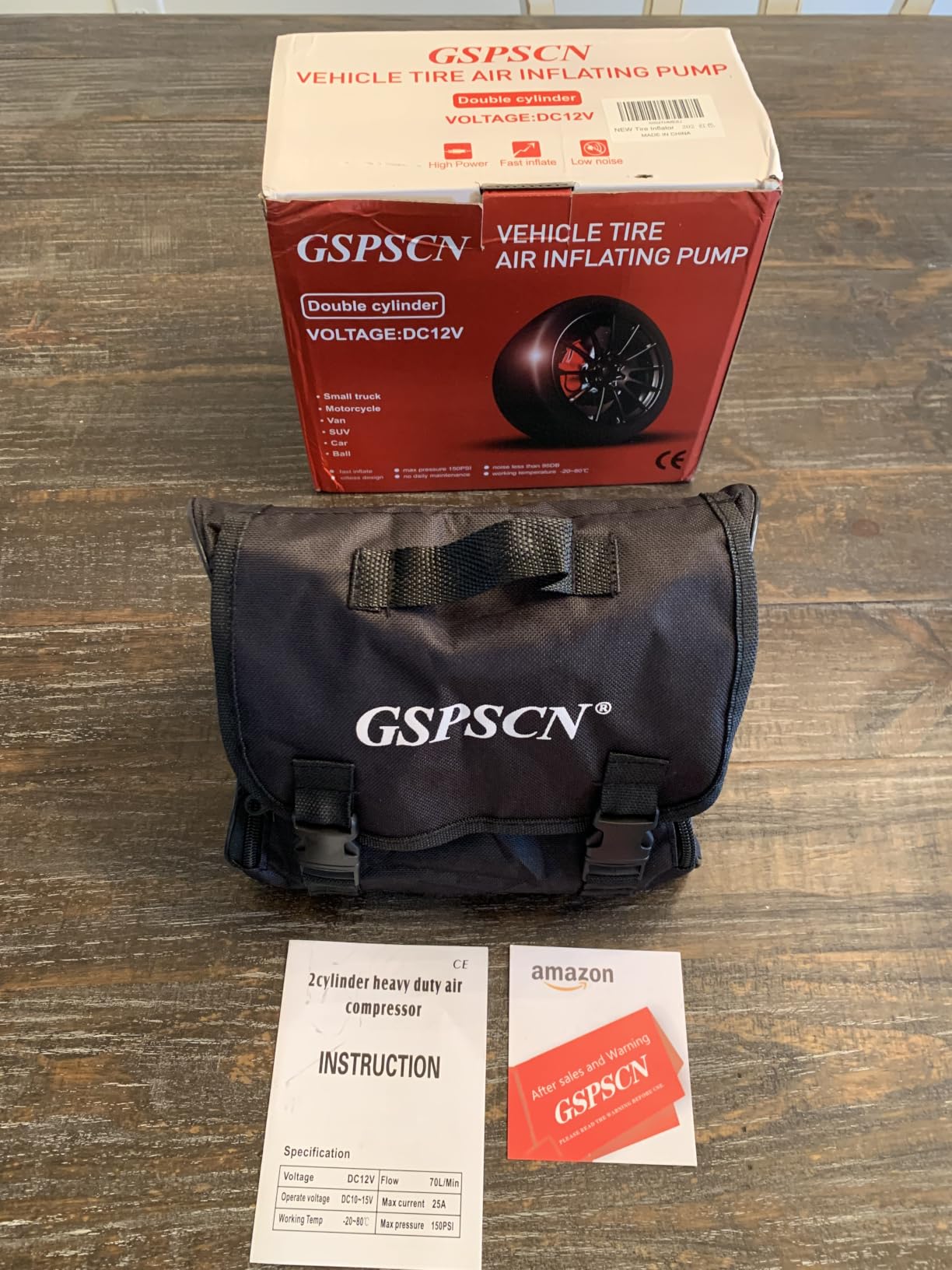 GSPSCN 12V Heavy Duty Tire Inflator Metal Portable Air Compressor Pump customer photo 2