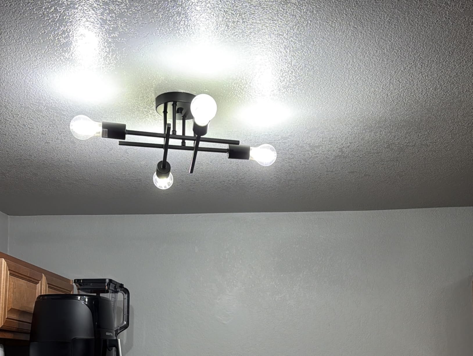 TOBUSA Modern 4-Light Semi Flush Mount Ceiling Light Fixture, Matte Black customer photo 1