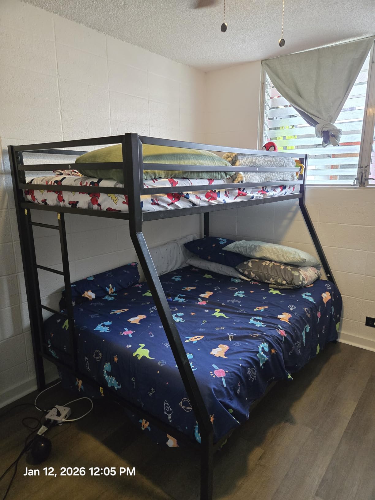 SHA CERLIN Bunk Bed Twin Over Full Size with Ladder and Guardrail,Black customer photo 2