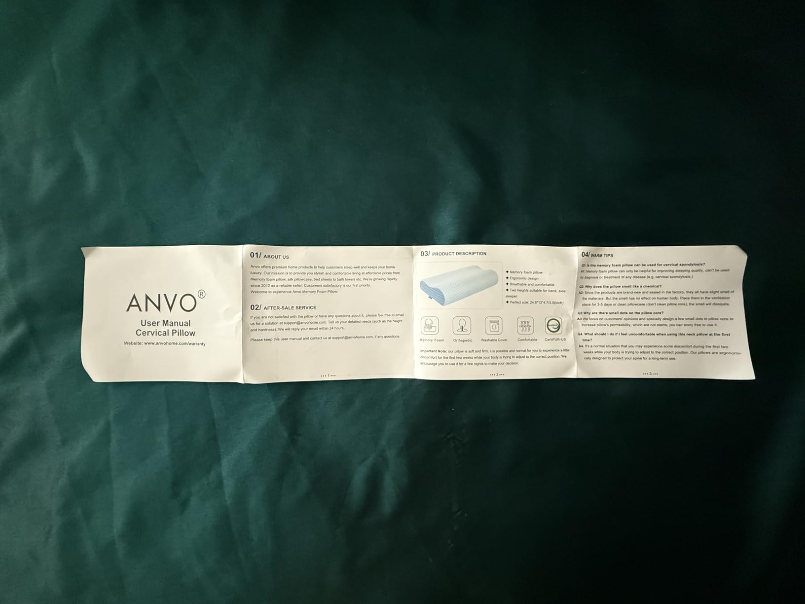 Anvo Memory Foam Pillow, Neck Contour Cervical Orthopedic Bed Pillow for Sleeping Side Back Stomach Sleeper, Ergonomic Design for Neck and Shoulder Pain Relief, Blue White, Firm customer photo 1