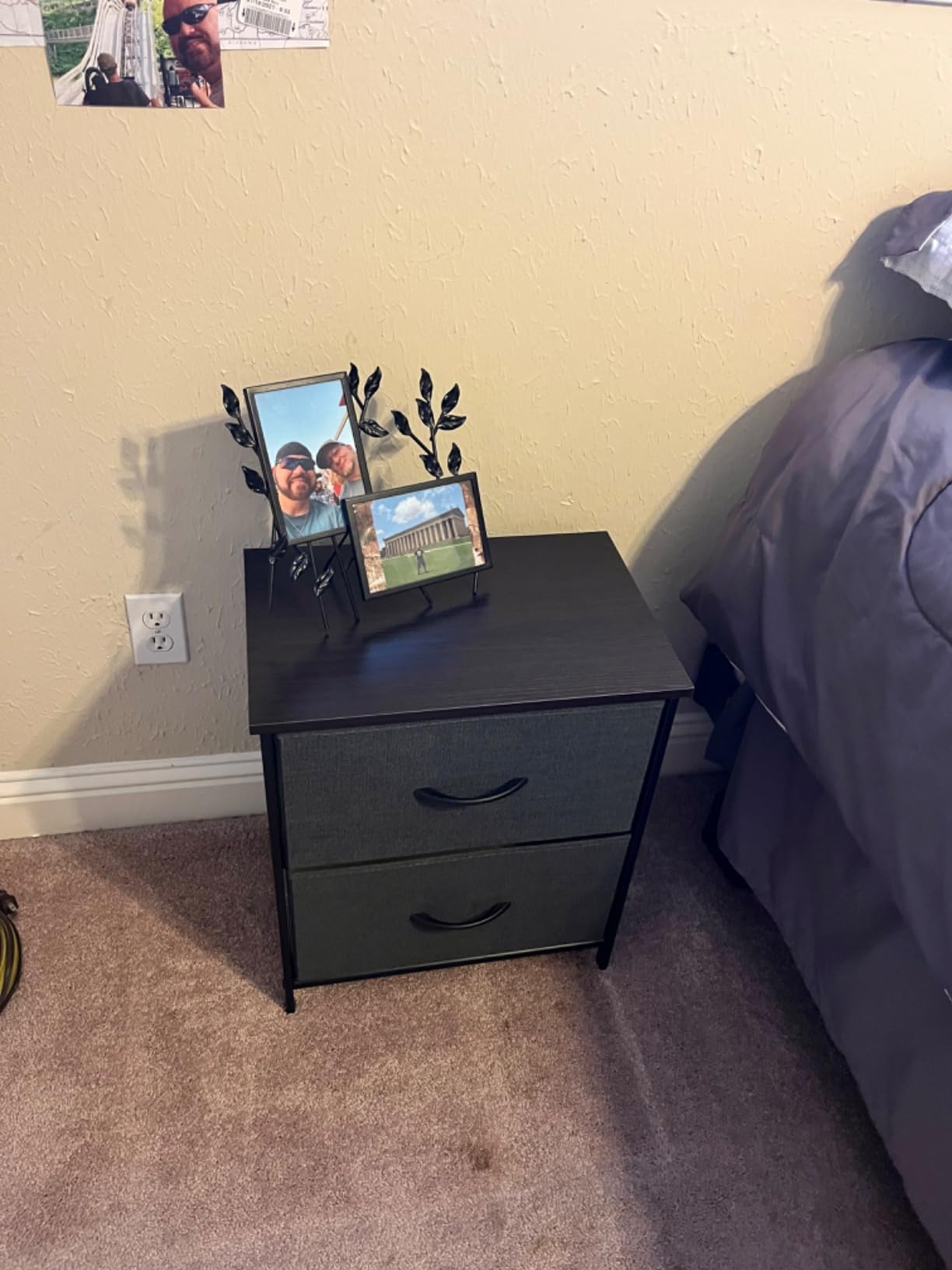 WLIVE Night Stand, Small Dresser with 2 Drawers & Wooden Top, Nightstand with Fabric Bins, Bedside Table End Table for Bedroom, Closet, Entryway, College Dorm, Rustic Brown | Nightstand with Fabric Bins, Bedside Table End Table for Bedroom, Kids Room customer photo 1