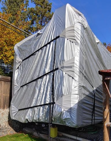 FRUNO Oxford Fabric Travel Trailer Cover RV Cover 27'-30' Waterproof Rip-Resistant Anti-UV Camper Cover for Winter Snow with Jack Cover 4 Tire Covers and Gutter Covers customer photo 1