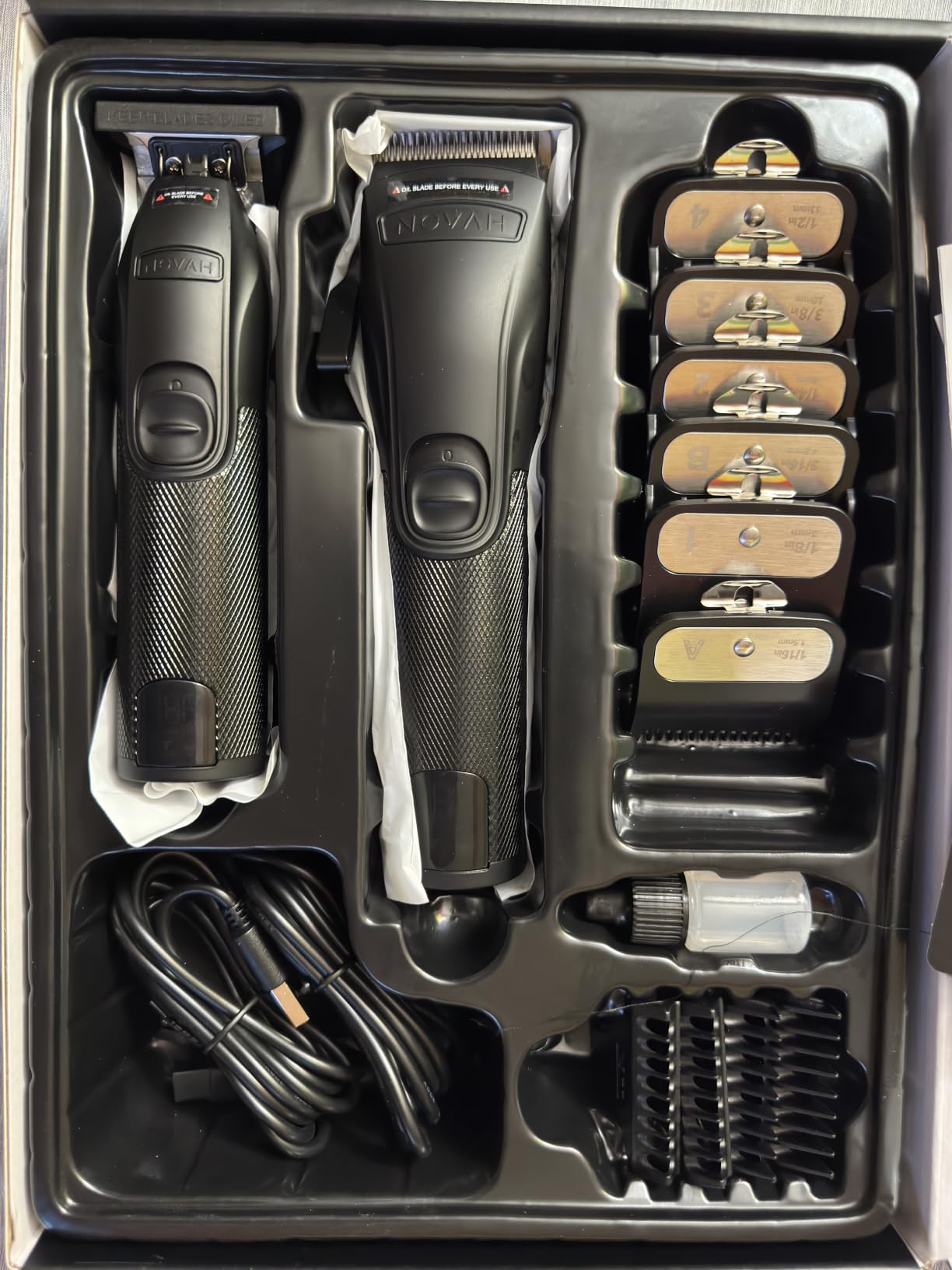 Novah® Professional Hair Clippers for Men, Professional Barber Clippers and Trimmer Set, Mens Cordless Hair Clipper for Barbers Haircut Kit Fade customer photo 2