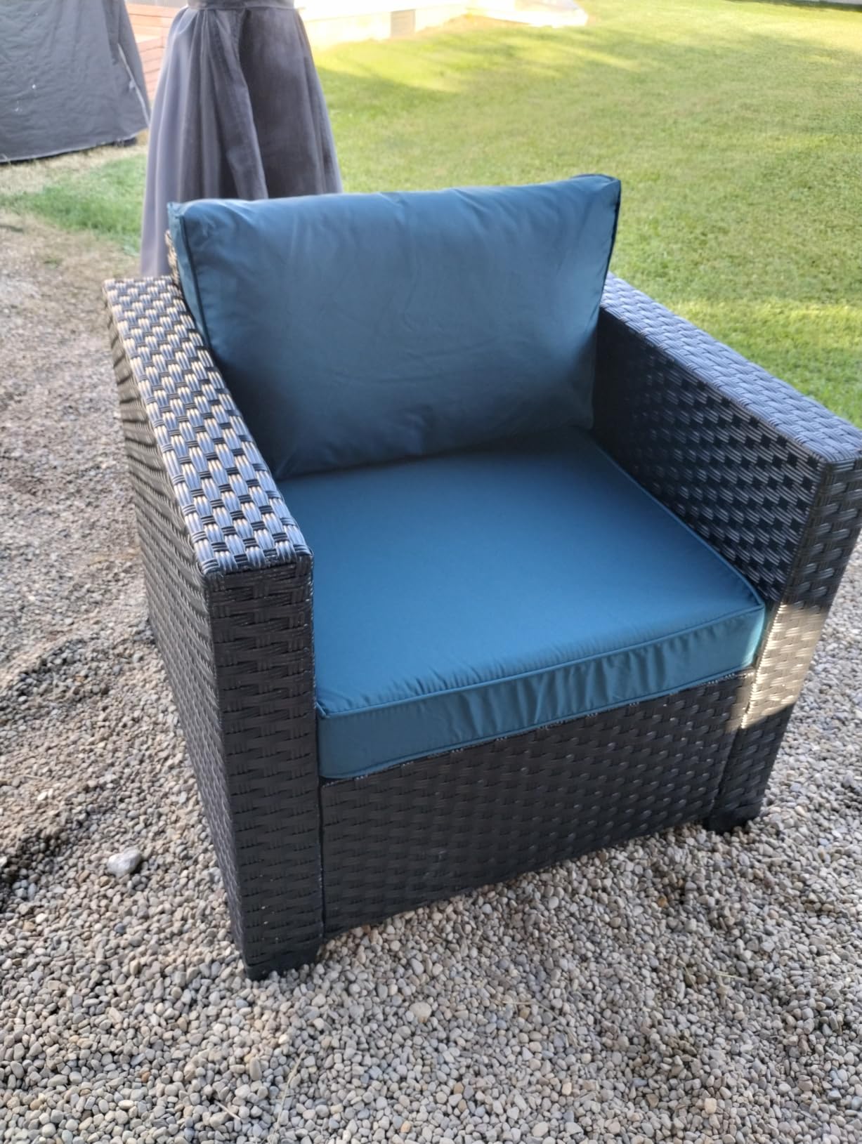 Rattaner Patio Wicker Furniture Set 6 Pieces Outdoor HDPE Wicker Conversation Couch Sectional Chair Sofa Set with Grey Cushions customer photo 1