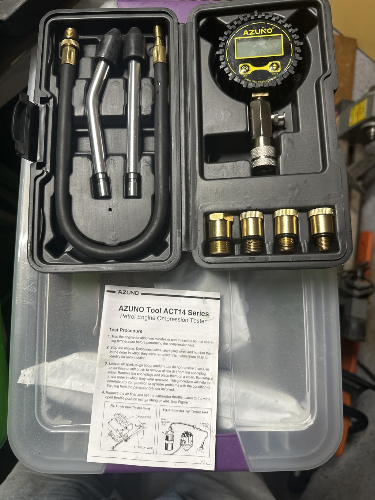 AZUNO Compression Tester Automotive, Digital Compression Gauge 200 PSI for Petrol Engine Cylinder Compression Tester Kit with Adapter & Hose customer photo 1