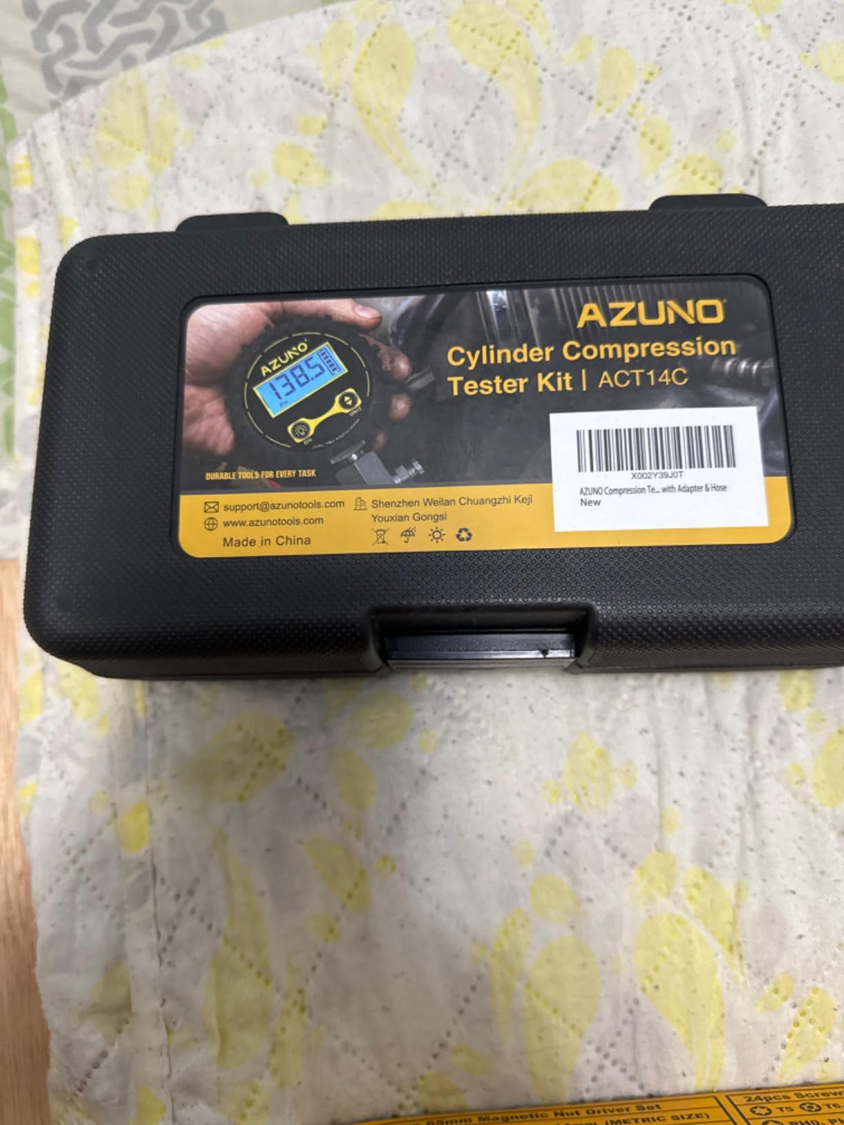 AZUNO Compression Tester Automotive, Digital Compression Gauge 200 PSI for Petrol Engine Cylinder Compression Tester Kit with Adapter & Hose customer photo 2