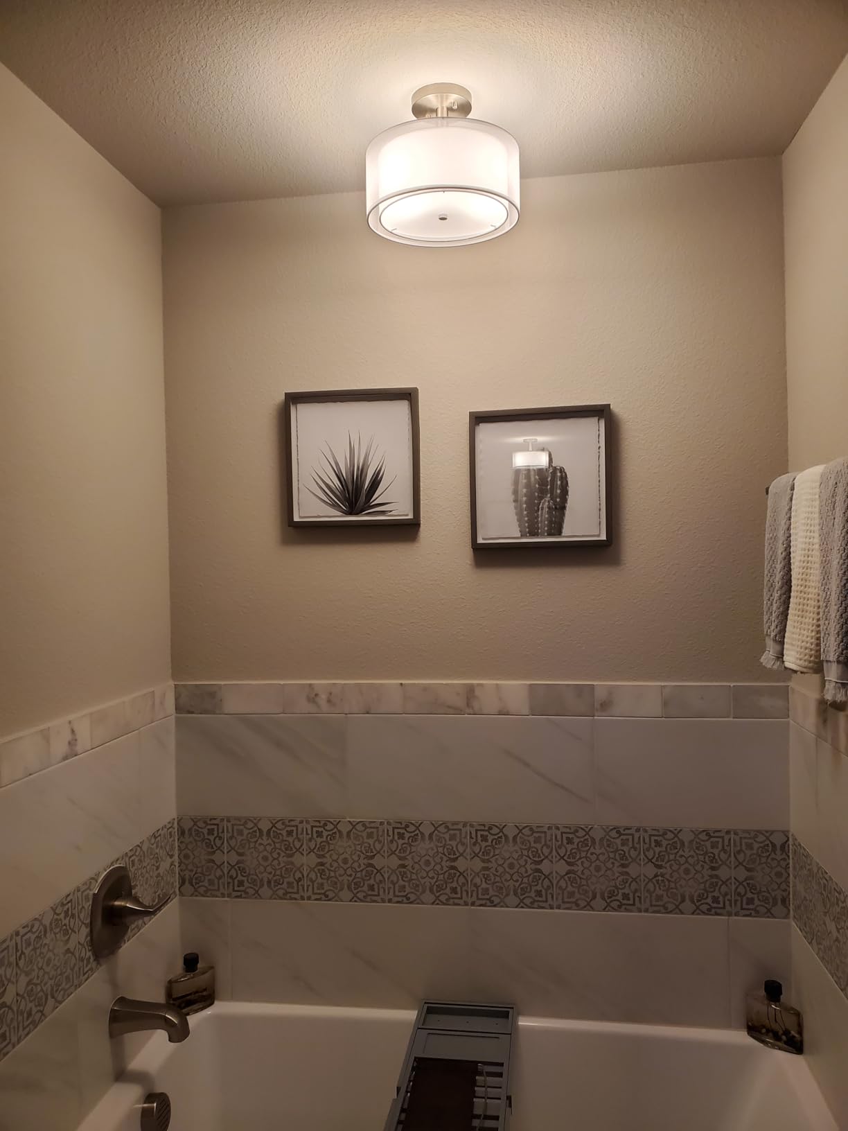 3-Light Semi Flush Mount Ceiling Light Fixture, Drum Light Ceiling Lighting customer photo 1