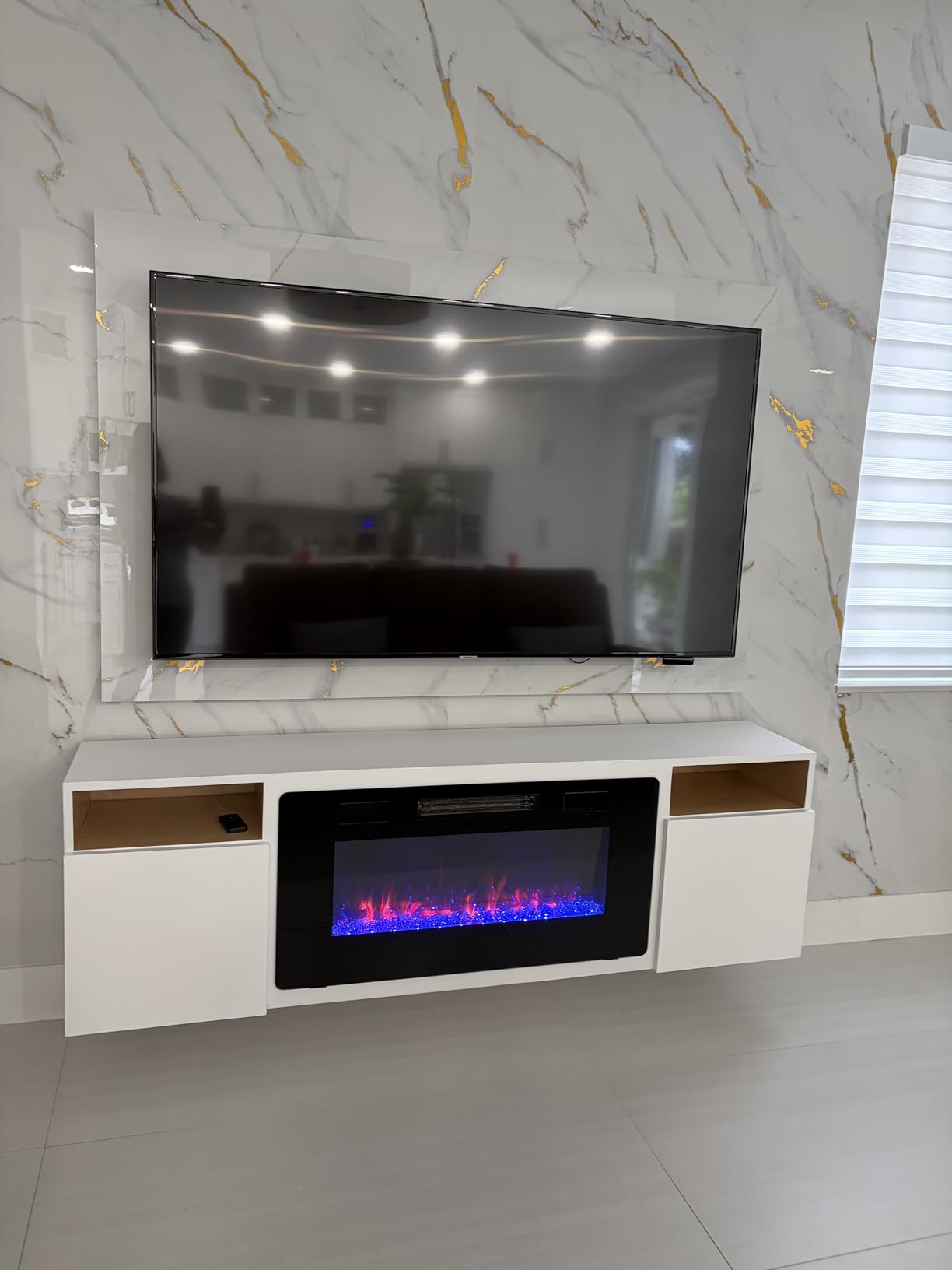 Electactic 50 Inch Electric Fireplace Insert Ultra-Thin - Recessed & Wall-Mounted Fireplace Heater with Thermostat, Adjustable Flame, Remote Control - Linear with Timer, Touch Screen, 750/1500W customer photo 1