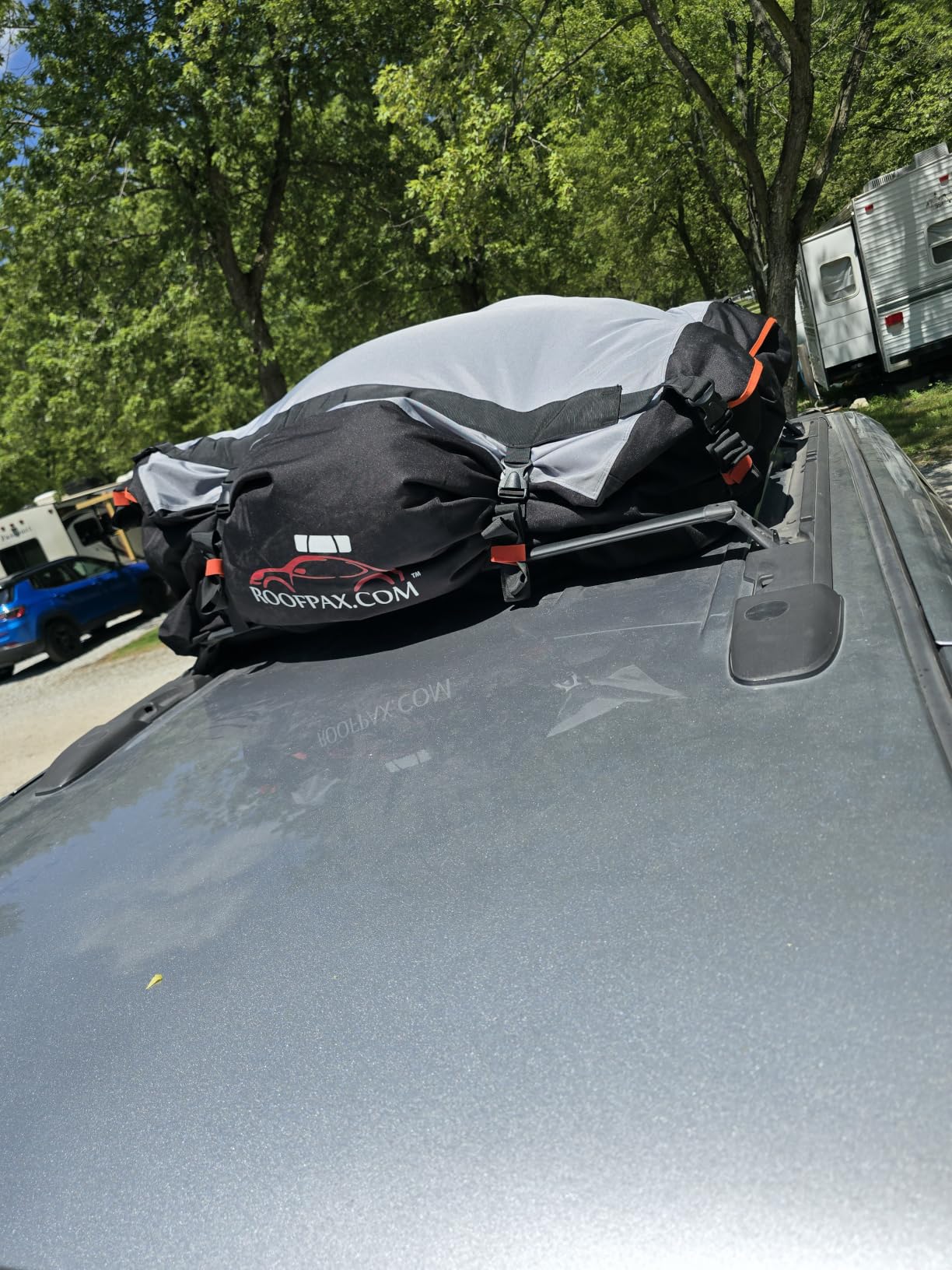 RoofPax 23 cft. Extra Waterproof Rooftop Cargo Carrier Bag, Double Weatherproof Zippers,10 Heavy-Duty Tie-Down Straps fit Cars with/Without a Rack or Side Rails, Safety Hooks Included customer photo 1