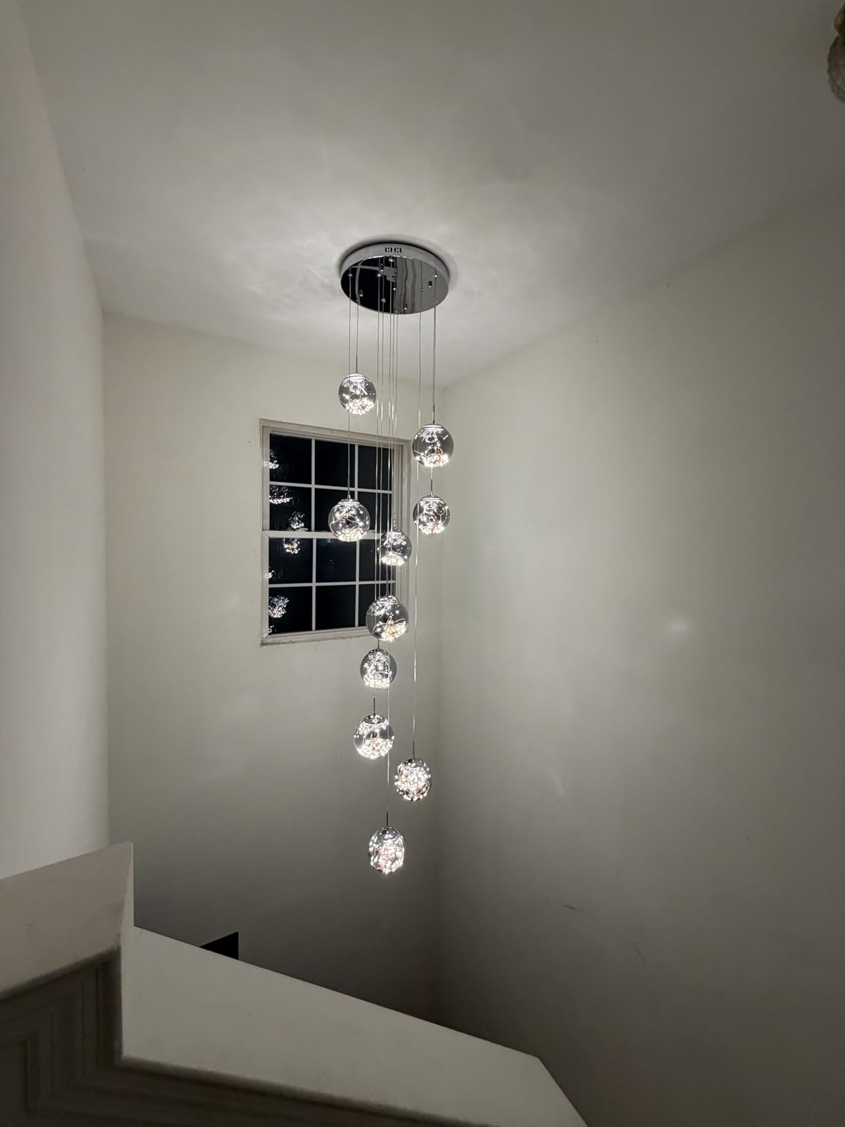 15-Light Foyer Chandeliers for High Ceilings LED Staircase Chandelier Large Chandeliers for High Ceilings, Entryway Modern Lighting Fixture Villas and Stairs, Adjustable Length 23