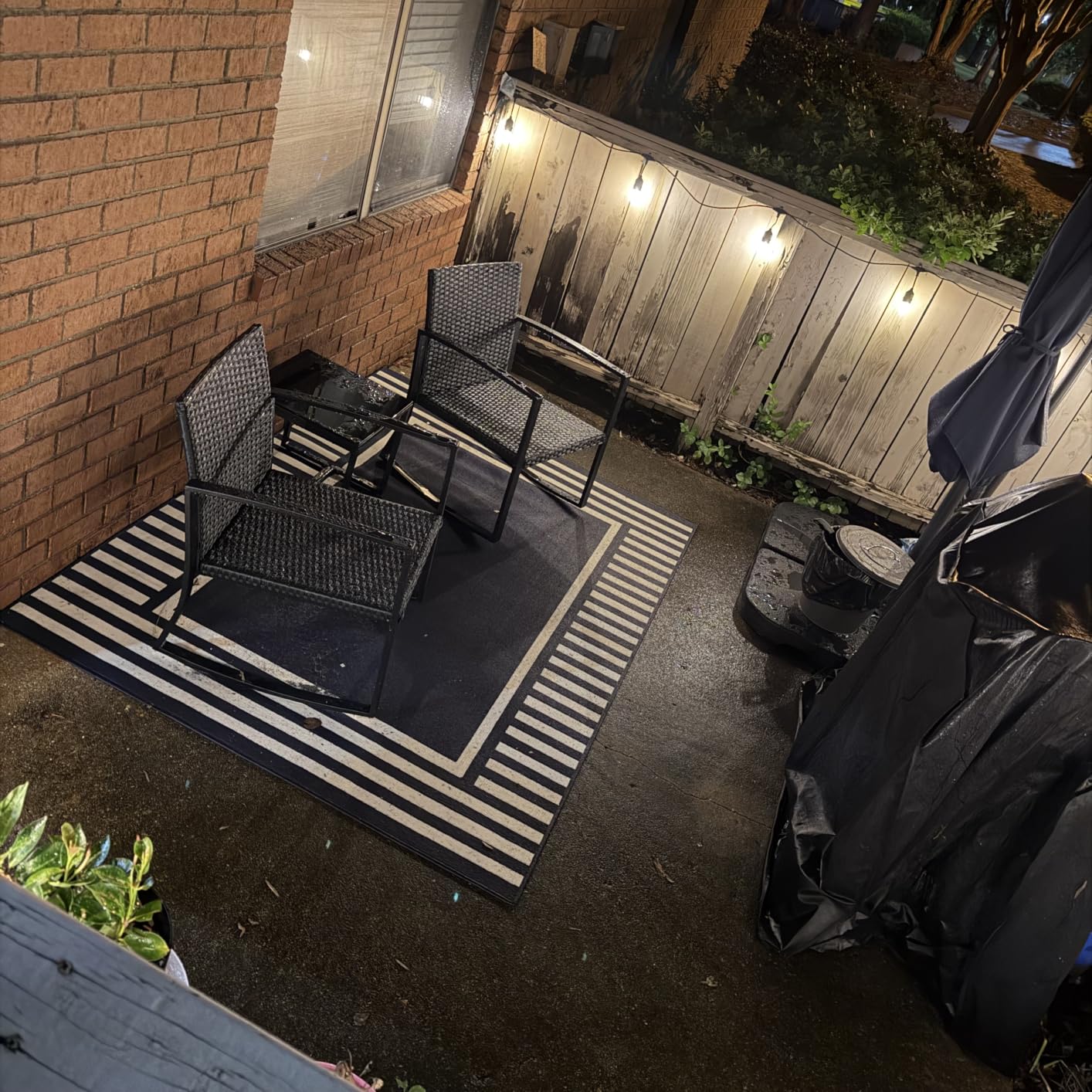 Qsun 3 Pieces Patio Furniture Set Rocking Bistro Set Outdoor Rattan Conversation with Coffee Table for Garden Balcony Backyard Poolside (Grey Cushion) customer photo 2