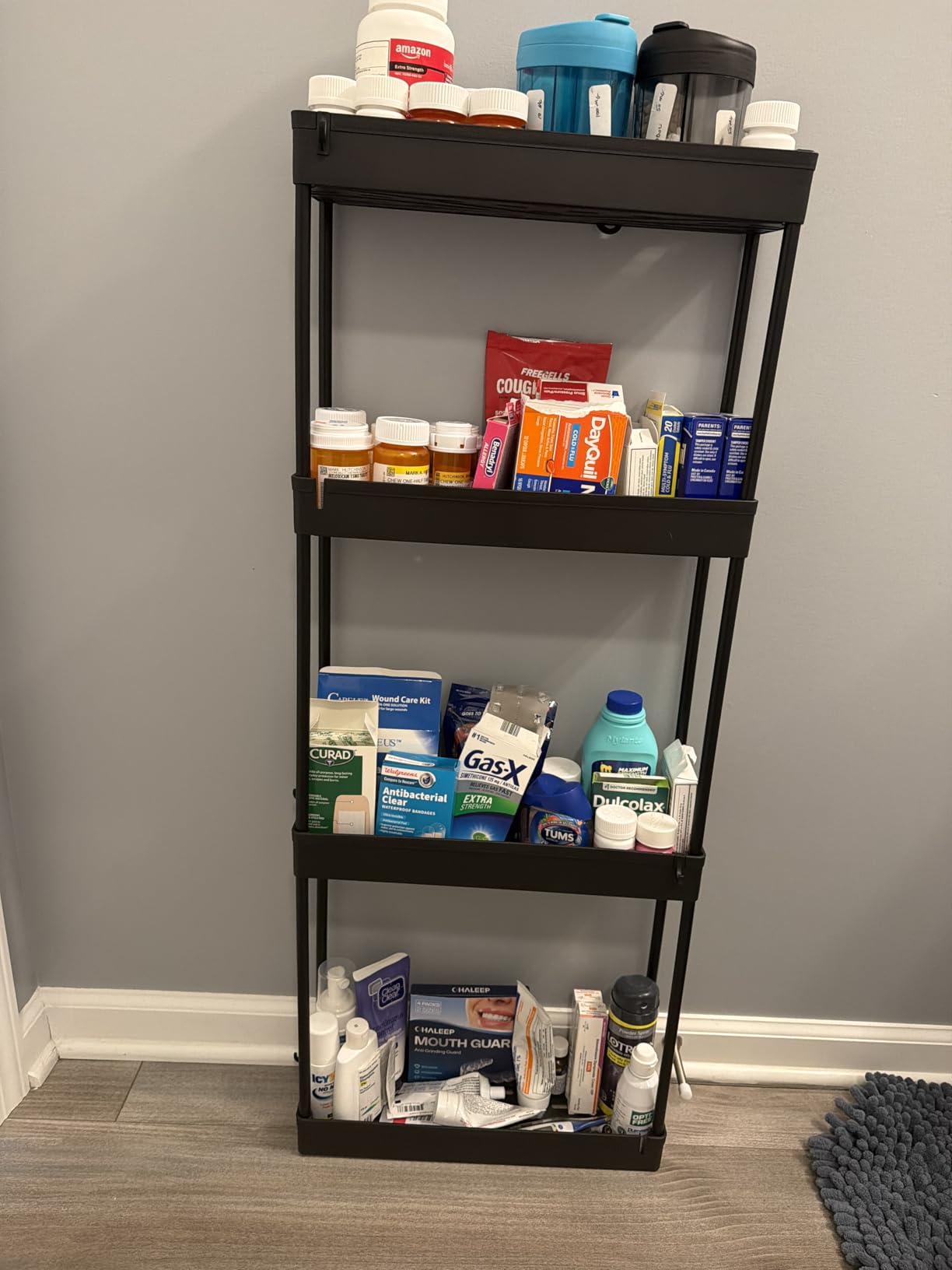 SPACELEAD Slim Storage Cart 4 Tier,Bathroom Organizer Rolling Utility,Mobile Shelving Unit Slide Out for Office, Kitchen, Laundry Room & Narrow Places,Black customer photo 1