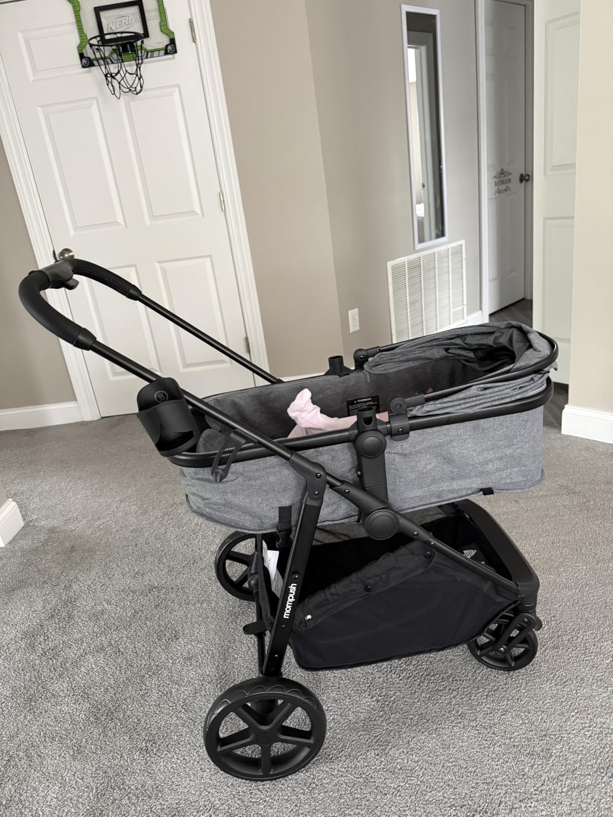 Mompush Wiz 2-in-1 Bassinet Stroller Reversible Seat, One-Hand Fold, Sage | Newborn to toddler, large wheels with suspension, multi-position recline, UPF 50+ canopy, large basket, cup holder included customer photo 2