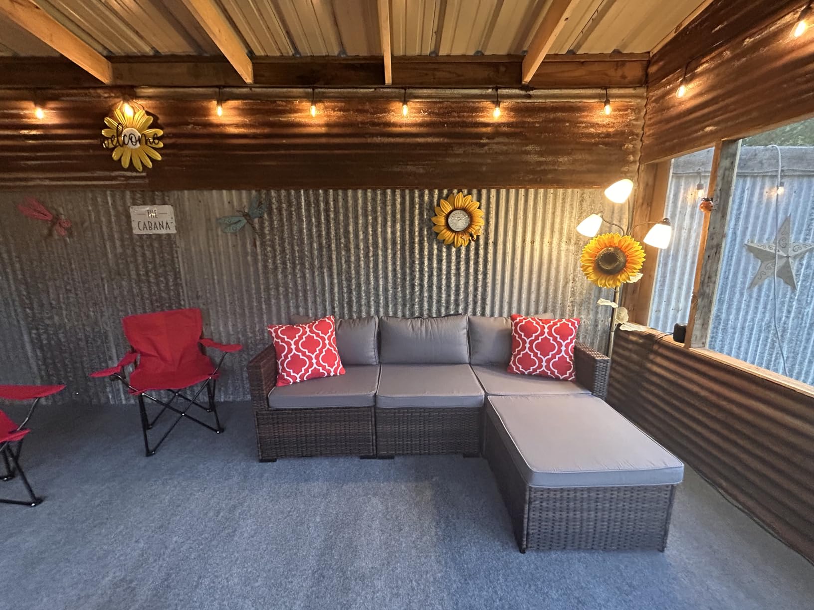 Aiho 5 Pieces Patio Furniture Set All-Weather Outdoor Wicker Sectional Patio Furniture with Cushion and Glass Table (Grey) customer photo 2