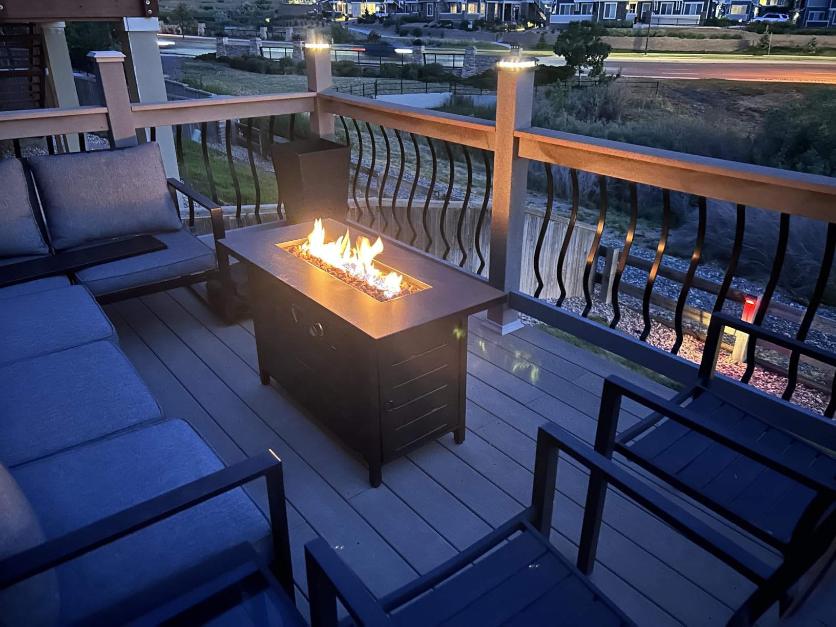 Ciays 28 Inch Propane Fire Pit CSA-Listed Outdoor Fire Pit Table, 50,000 BTU Steel Gas Fire Pits with Lid and Lava Rock, Add Warmth and Ambience to Parties On Patio Deck Garden,Black,CIFPT3-N1 customer photo 1