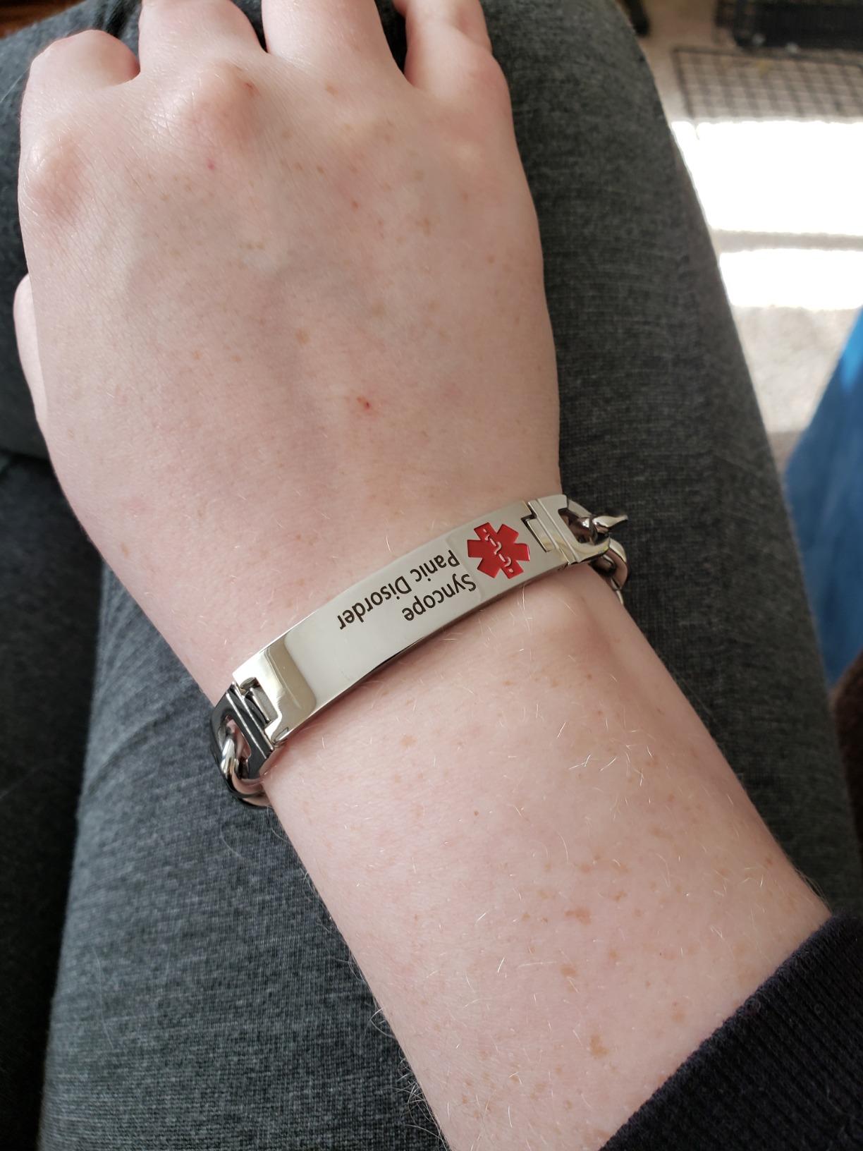 Custom Engraved Medical Alert Bracelet for Men and Women, Titanium Steel customer photo 1