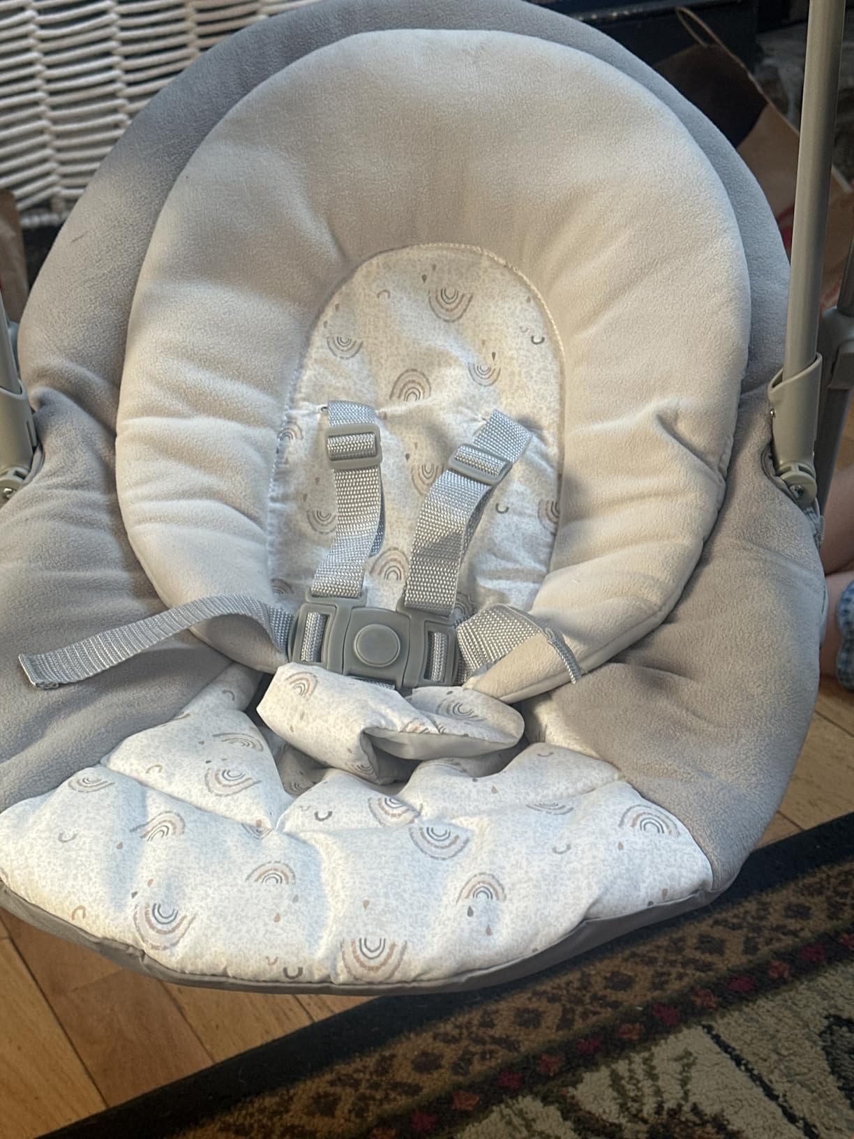 Graco Slim Spaces Compact Baby Swing, Space Saving Portable Bay Swing with Height Adjustable Legs & Soft Toys, Reign customer photo 1