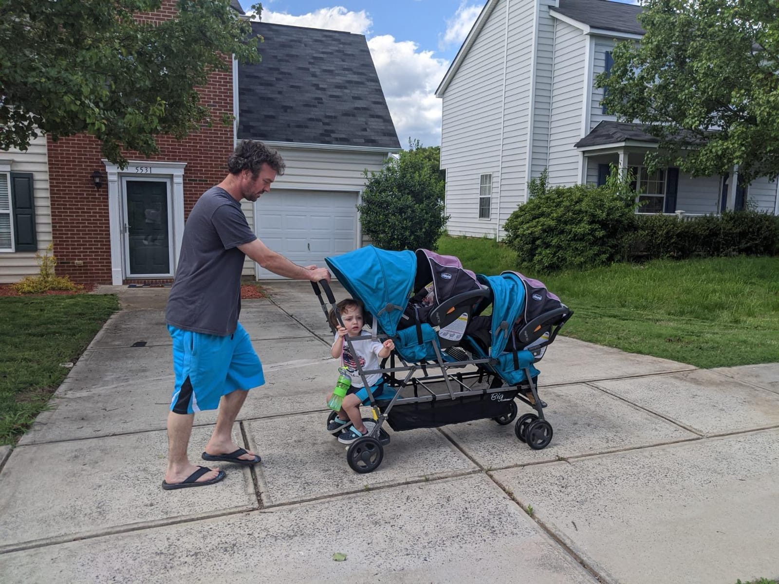 Joovy Big Caboose Triple Stroller with Rear Bench and Standing Platform, Reclining Seats, Optional Rear Seat, and Two Universal Car Seat Adapters, Jet customer photo 1