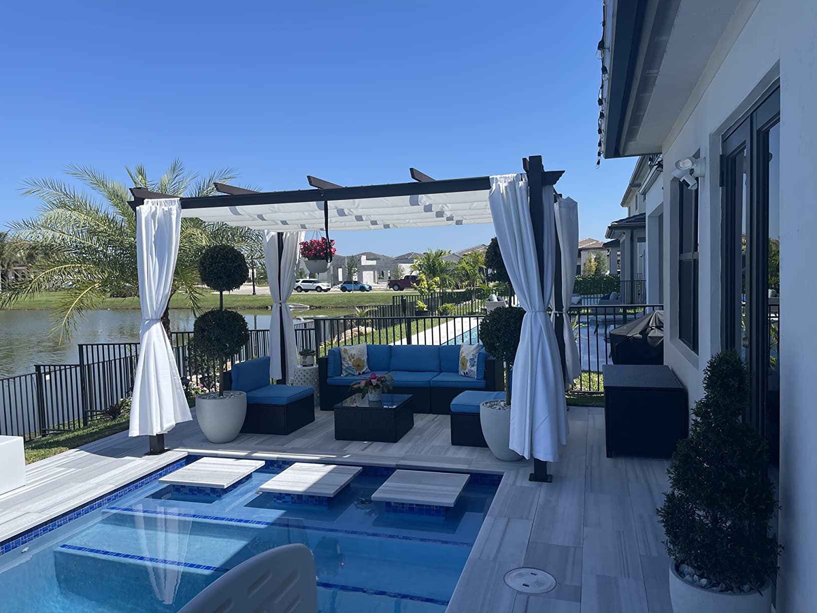 PURPLE LEAF Outdoor Pergola 10' x 13' with Retractable Metal Canopy, Grey | UV fabric for long use, Powder coat, Less upkeep, Flexiable retractable canopy, Multiple color options, Multiple sizes customer photo 2