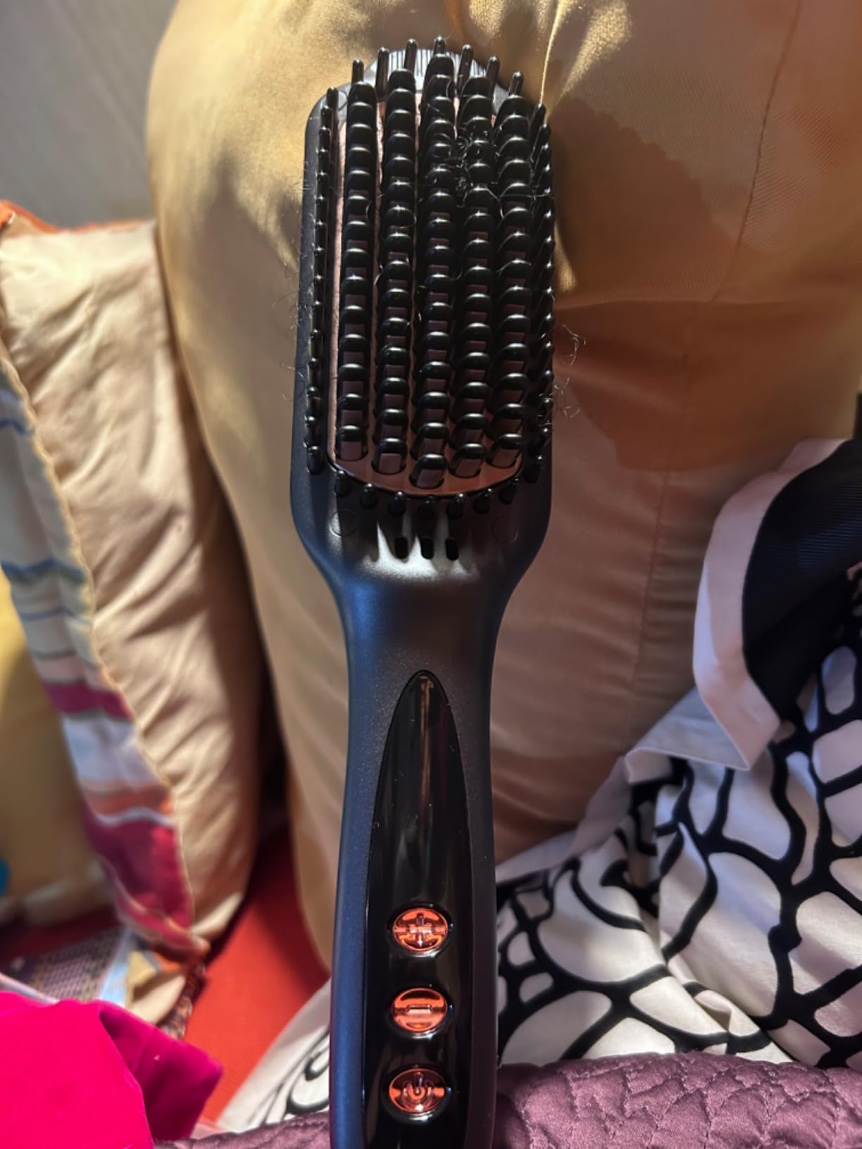 LANDOT Hair Straightener Brush for Women, Ionic Ceramic Heated Hot Brush customer photo 1