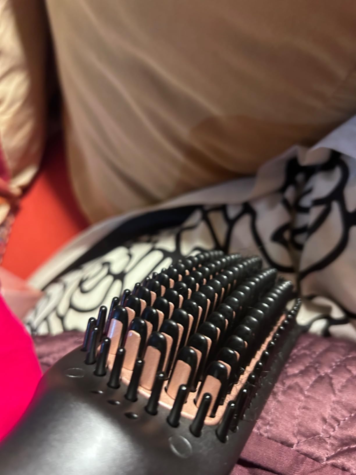 LANDOT Hair Straightener Brush for Women, Ionic Ceramic Heated Hot Brush customer photo 2